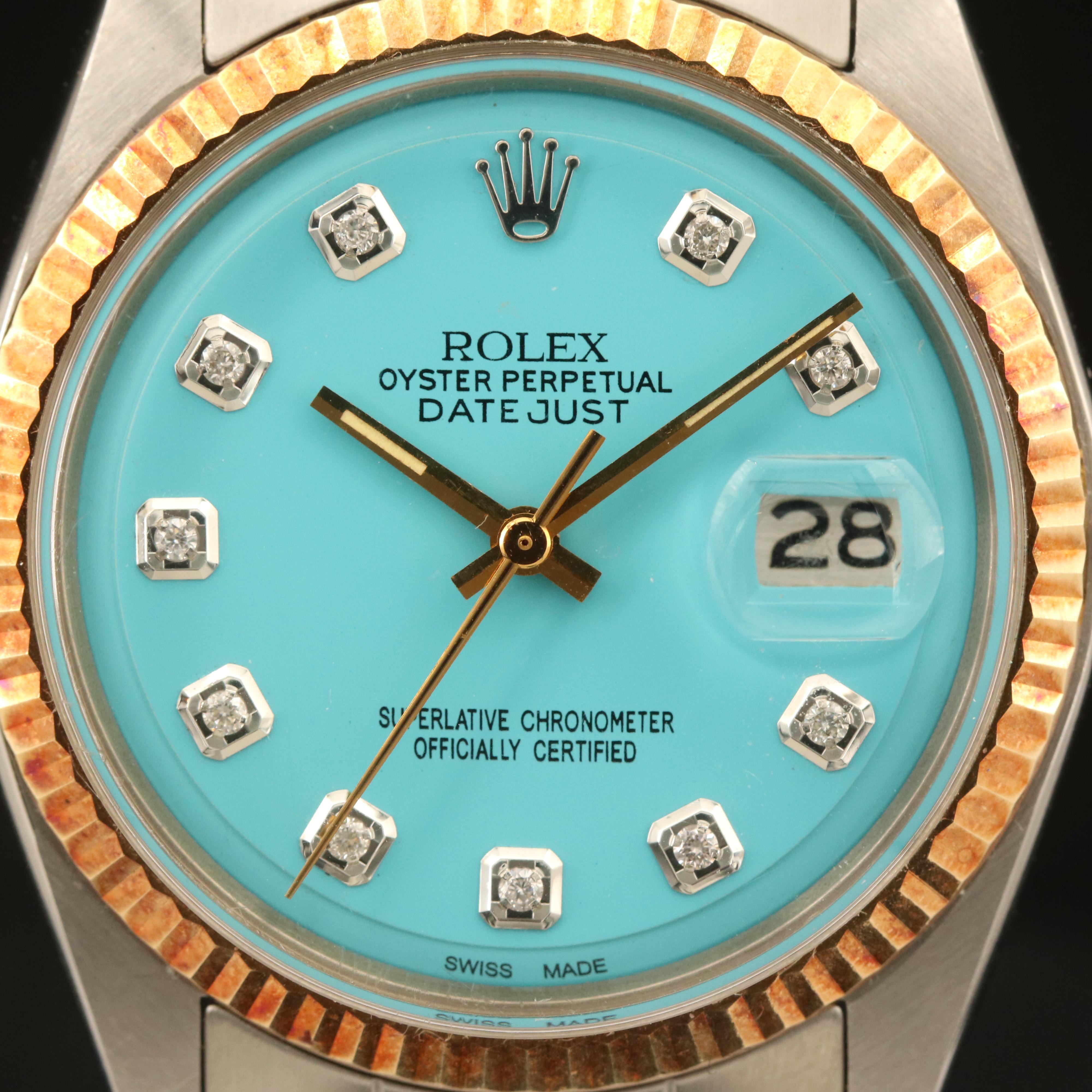 1973 Rolex Custom Diamond Dial Datejust Watch