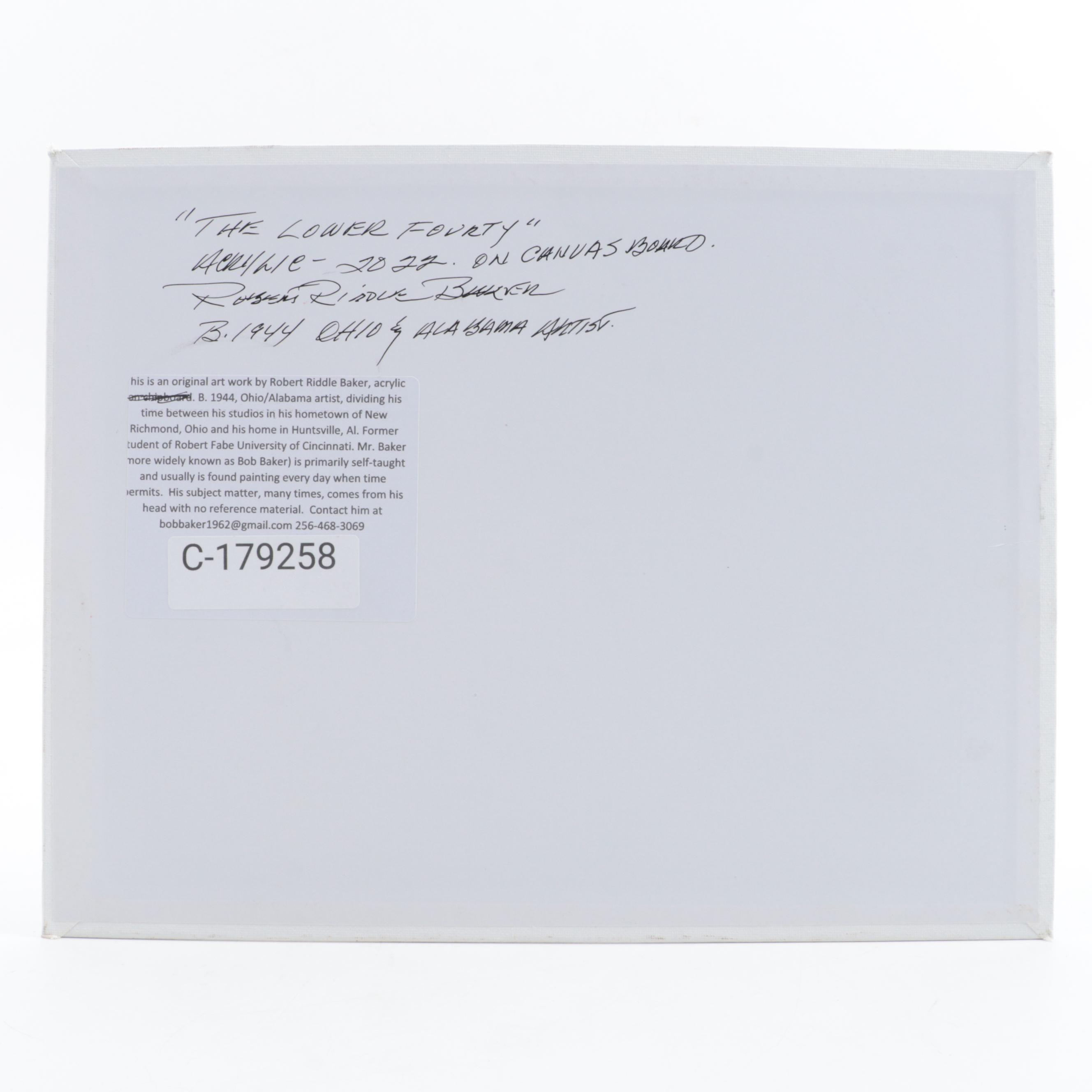 Robert Riddle-Baker Acrylic Painting "The Lower Fourty," 2022