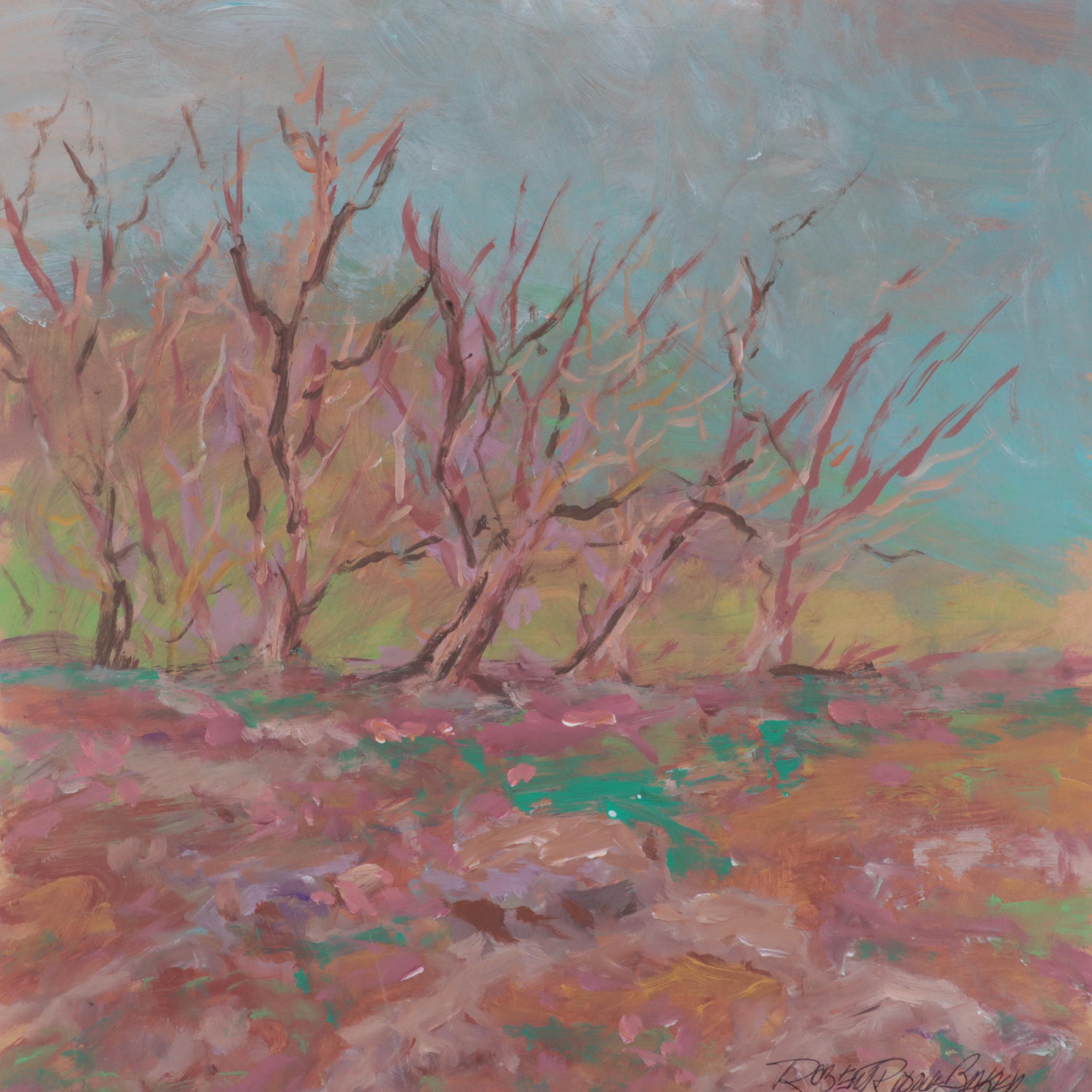 Robert Riddle-Baker Acrylic Painting "A Bank of Trees," 2023