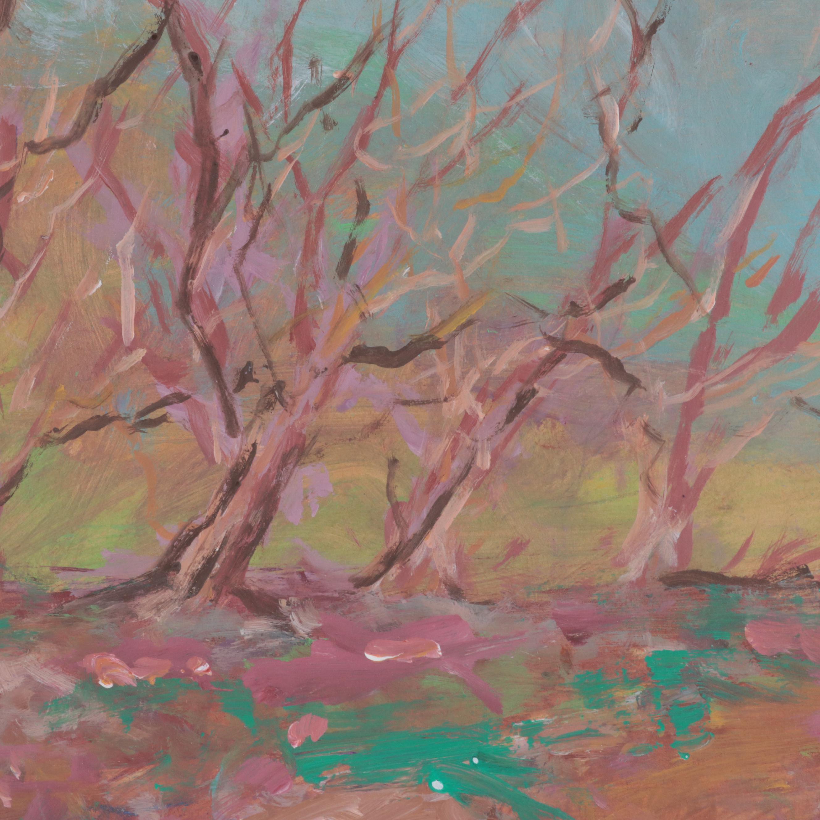 Robert Riddle-Baker Acrylic Painting "A Bank of Trees," 2023