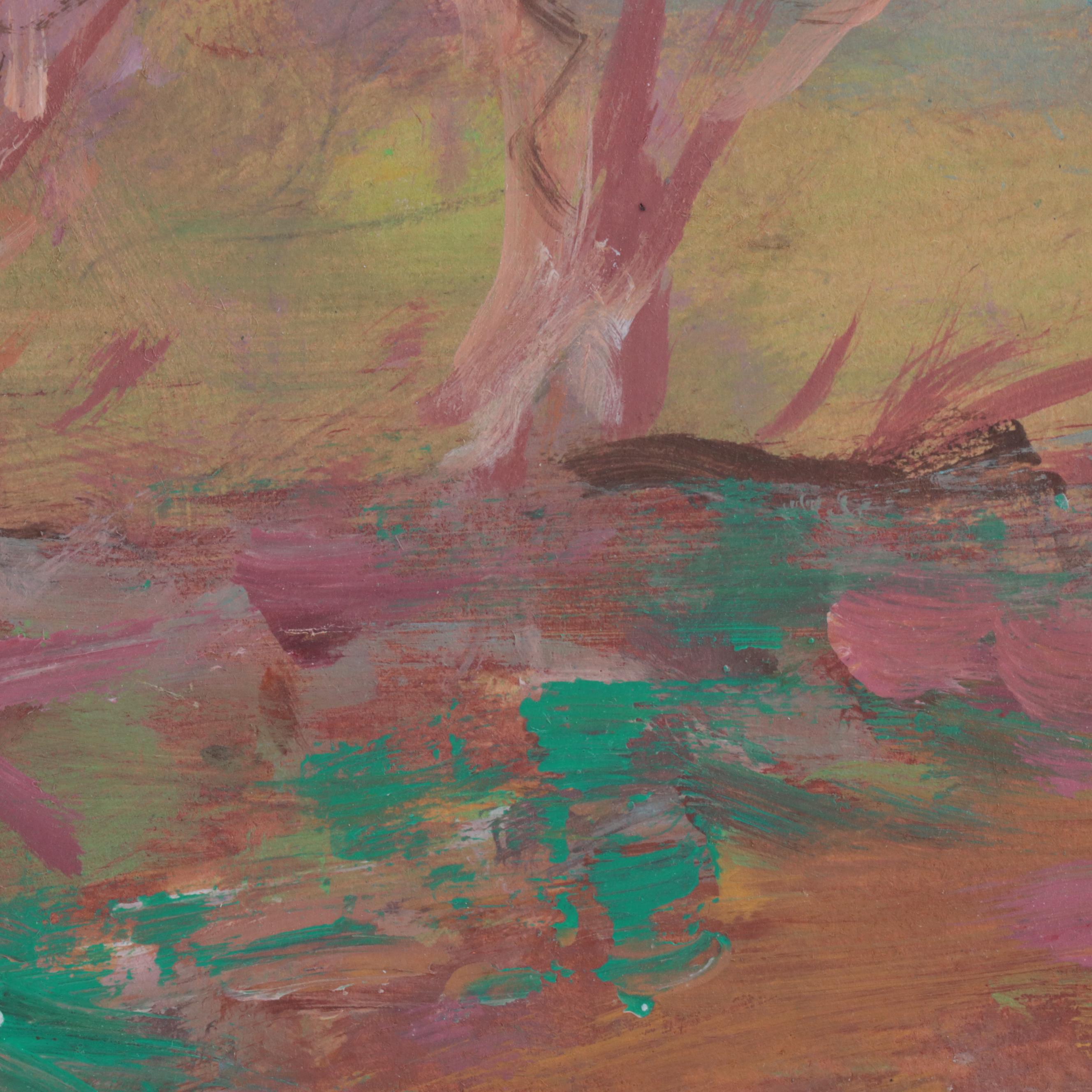 Robert Riddle-Baker Acrylic Painting "A Bank of Trees," 2023