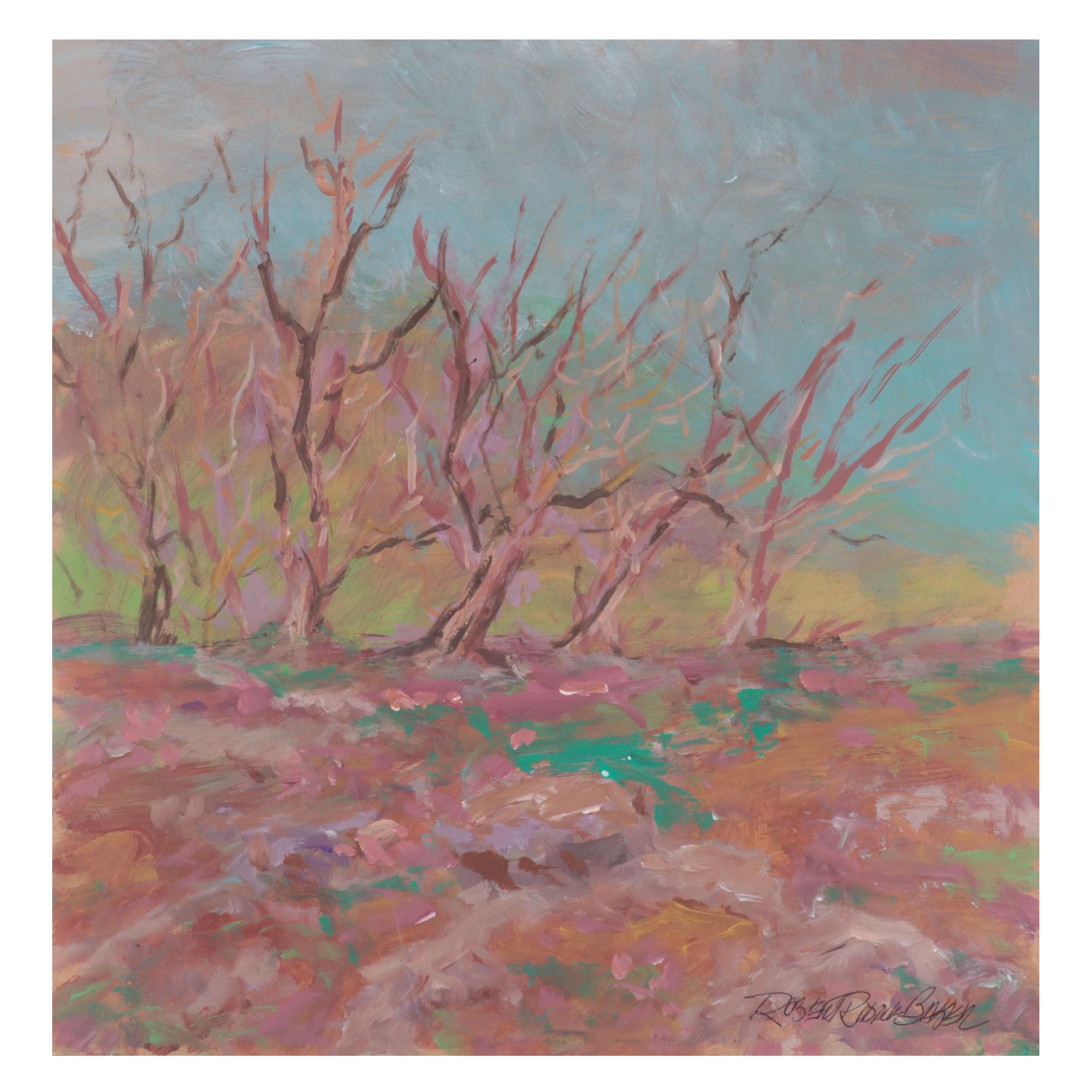 Robert Riddle-Baker Acrylic Painting "A Bank of Trees," 2023