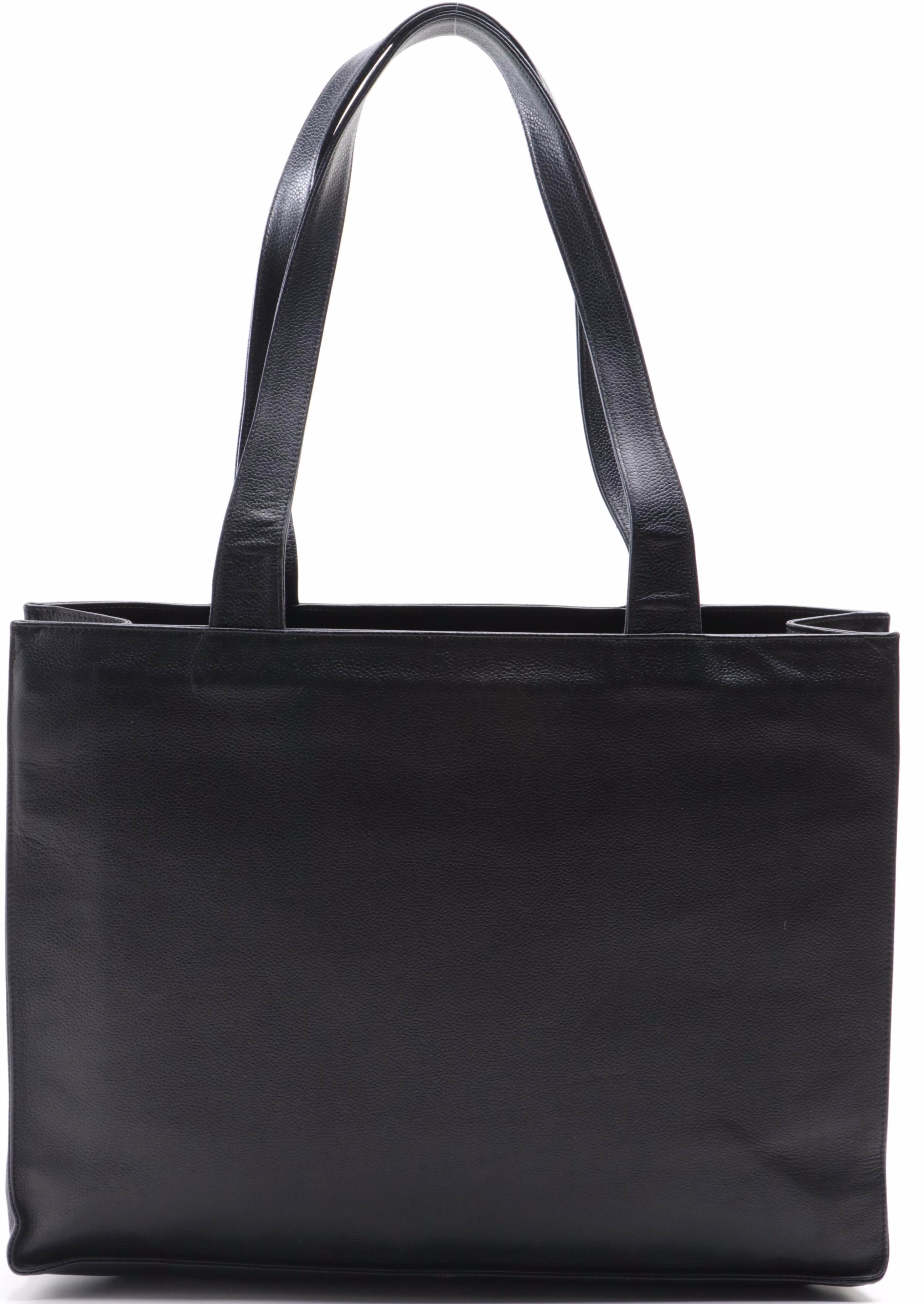 Chanel CC Medium Shoulder Tote in Black Caviar Leather