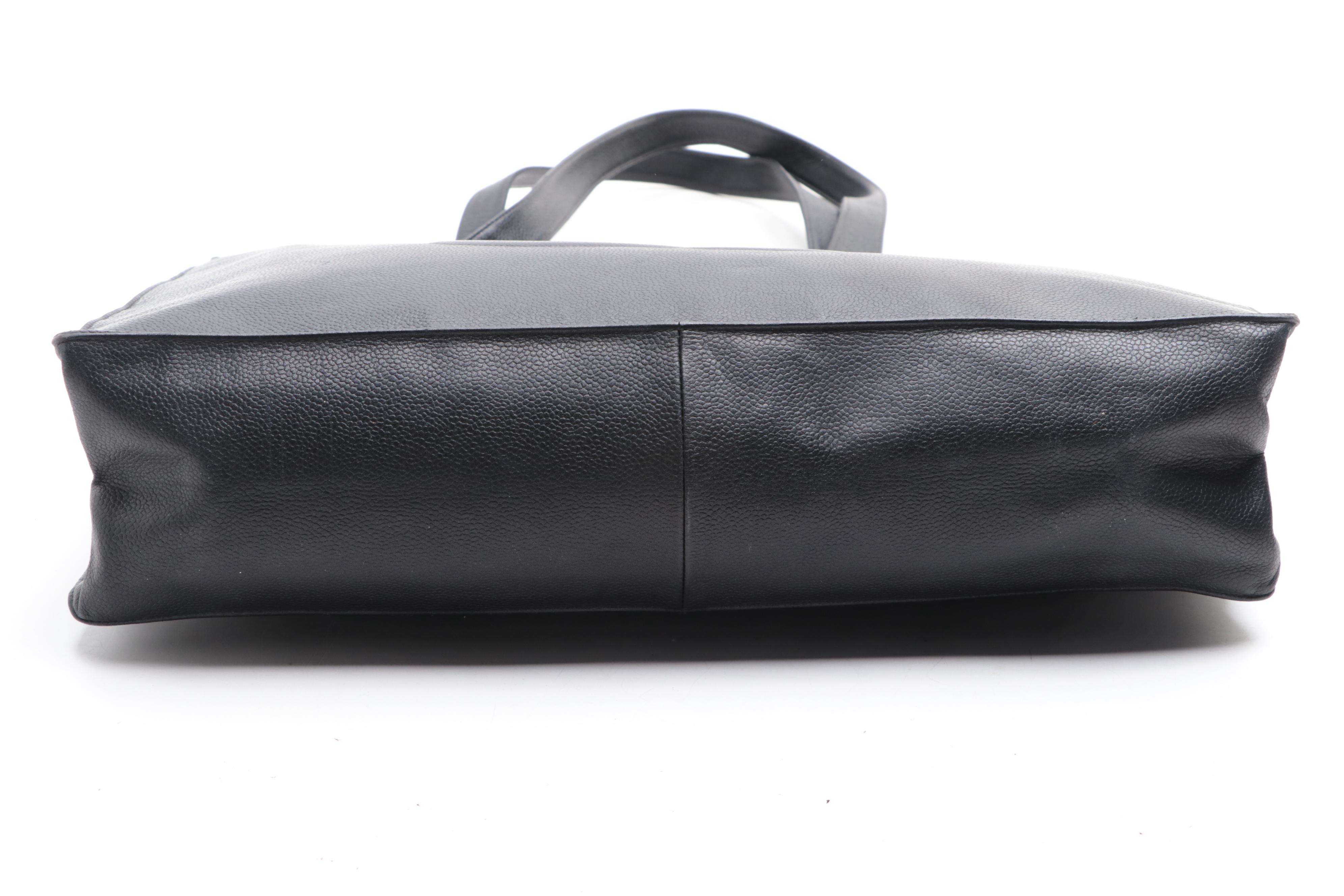 Chanel CC Medium Shoulder Tote in Black Caviar Leather