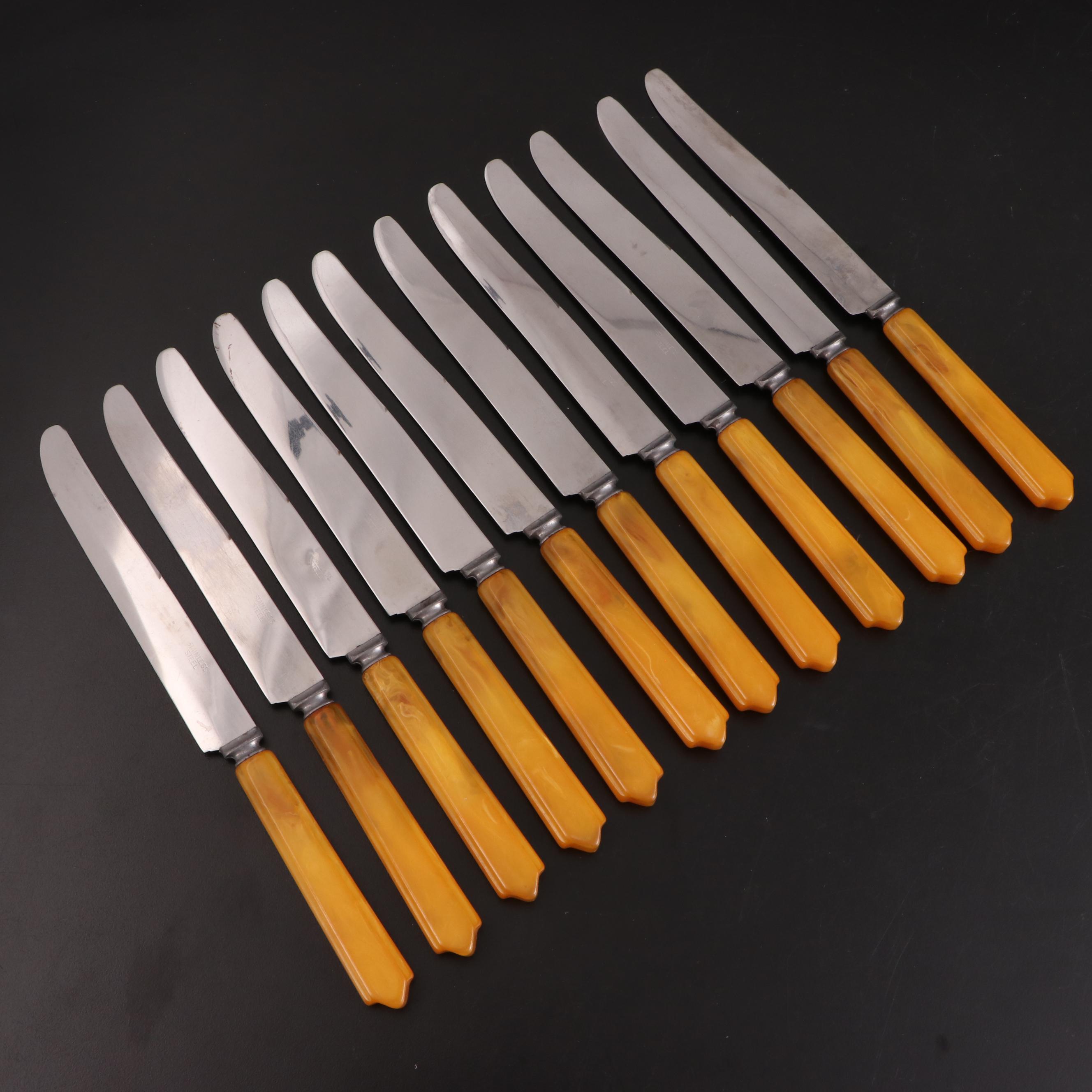 Butterscotch Bakelite Handled Stainless Steel Flatware