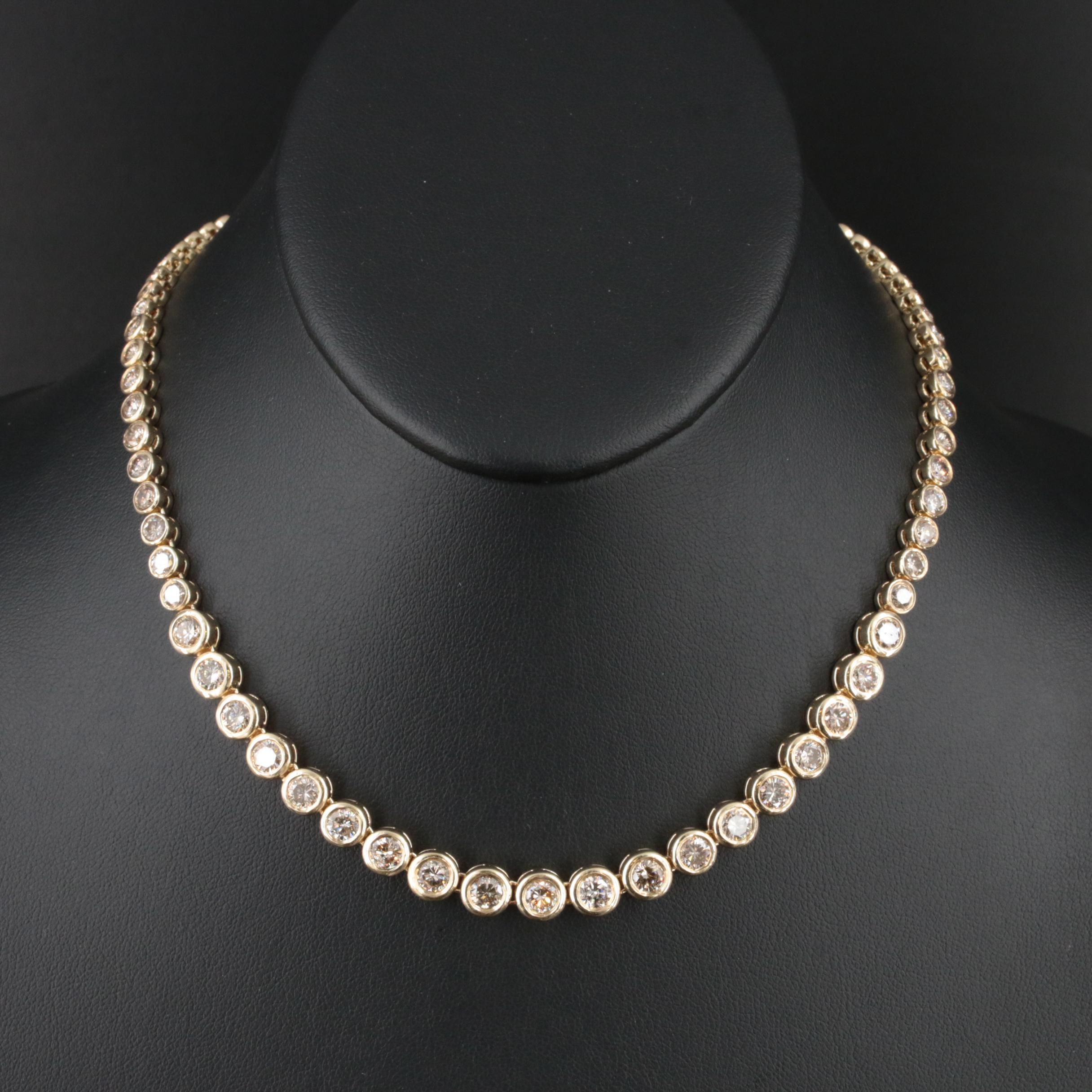 14K 13.90 CTW Diamond Graduated Rivière Necklace