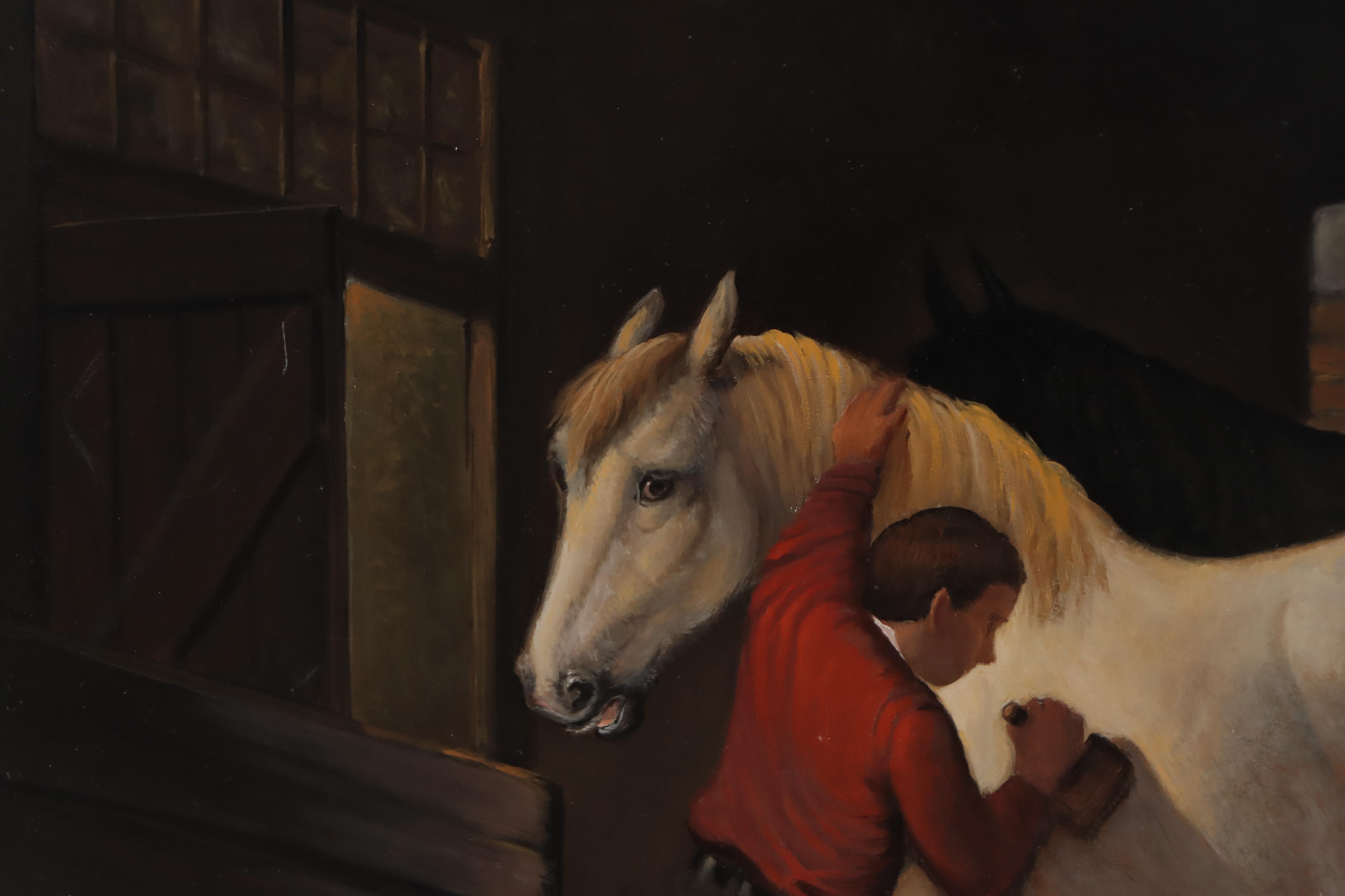 Jan van der Meer Oil Painting of Stable Interior, 2008