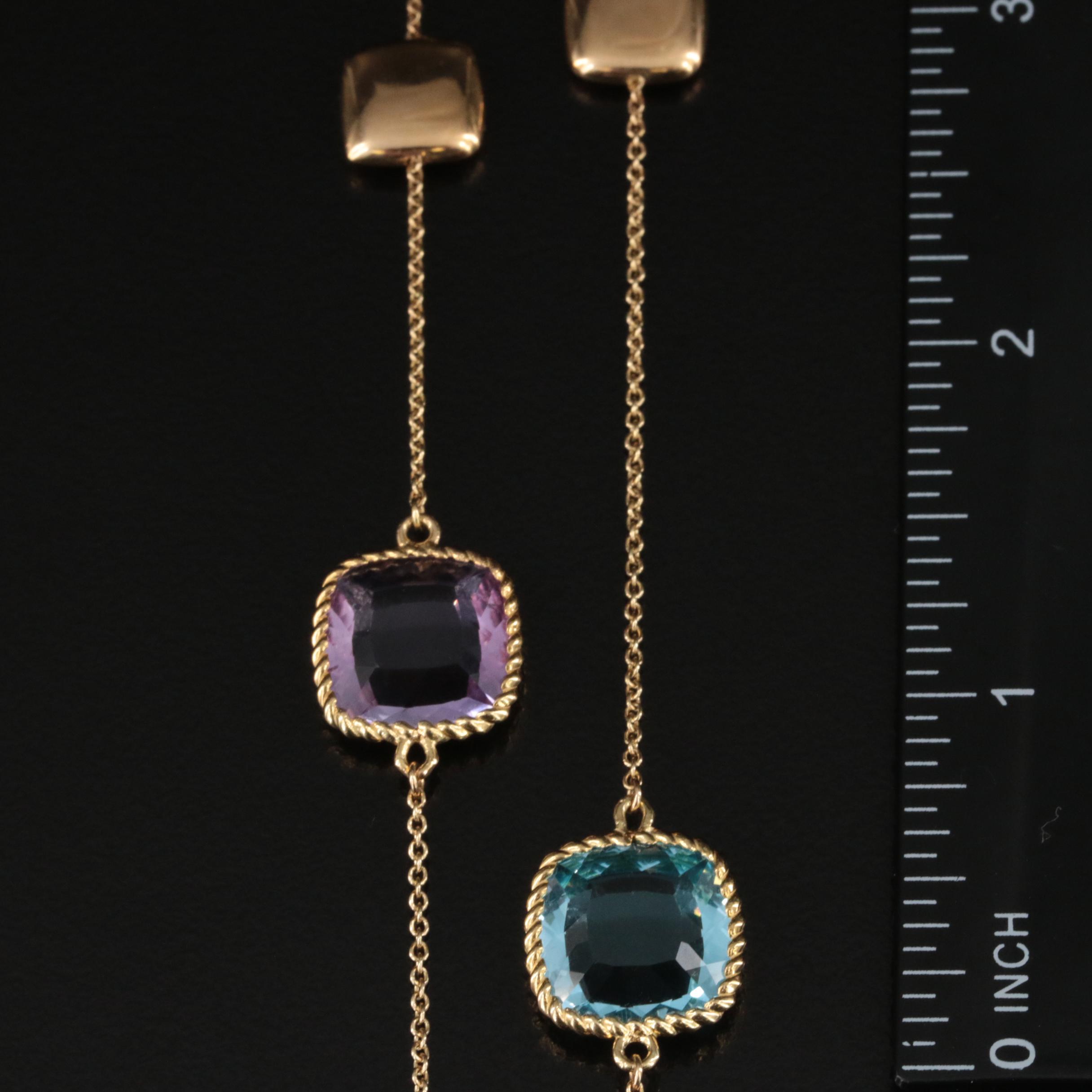 Roberto Coin "Ipanema" 18K Amethyst, Smoky Quartz and Gemstone Station Necklace