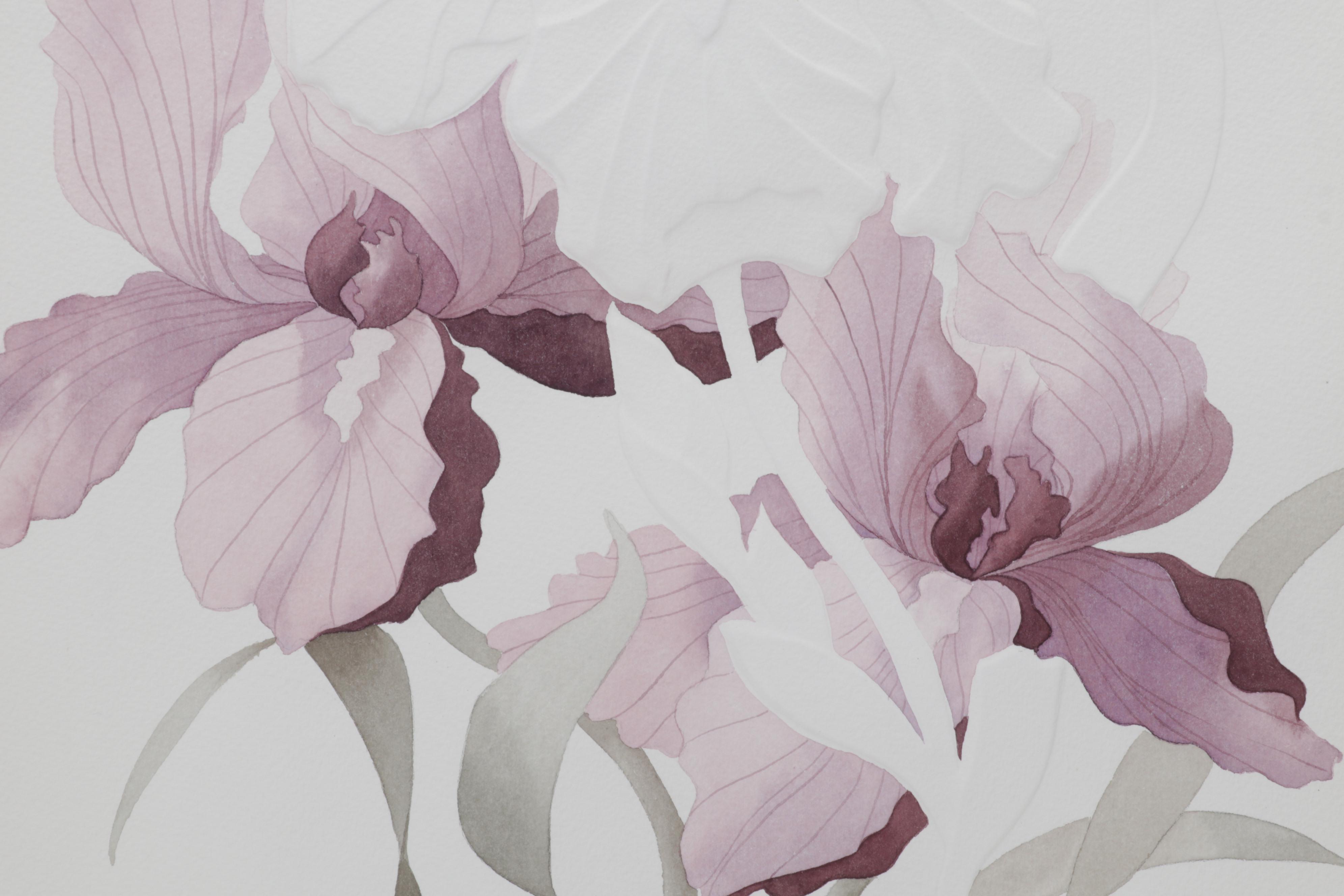 Esther Grimm Embossed Watercolor Painting "Burst of Spring," 1985