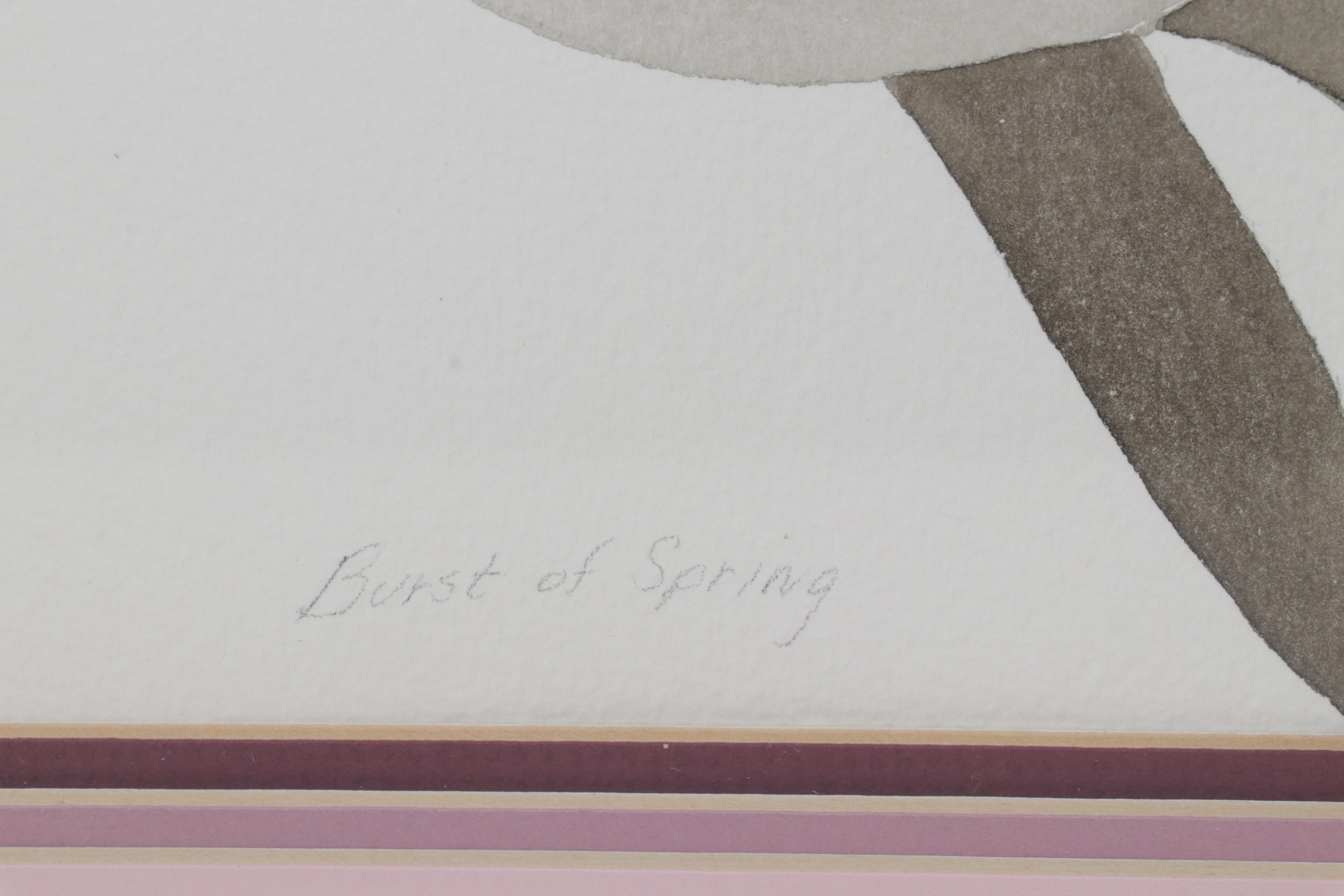 Esther Grimm Embossed Watercolor Painting "Burst of Spring," 1985