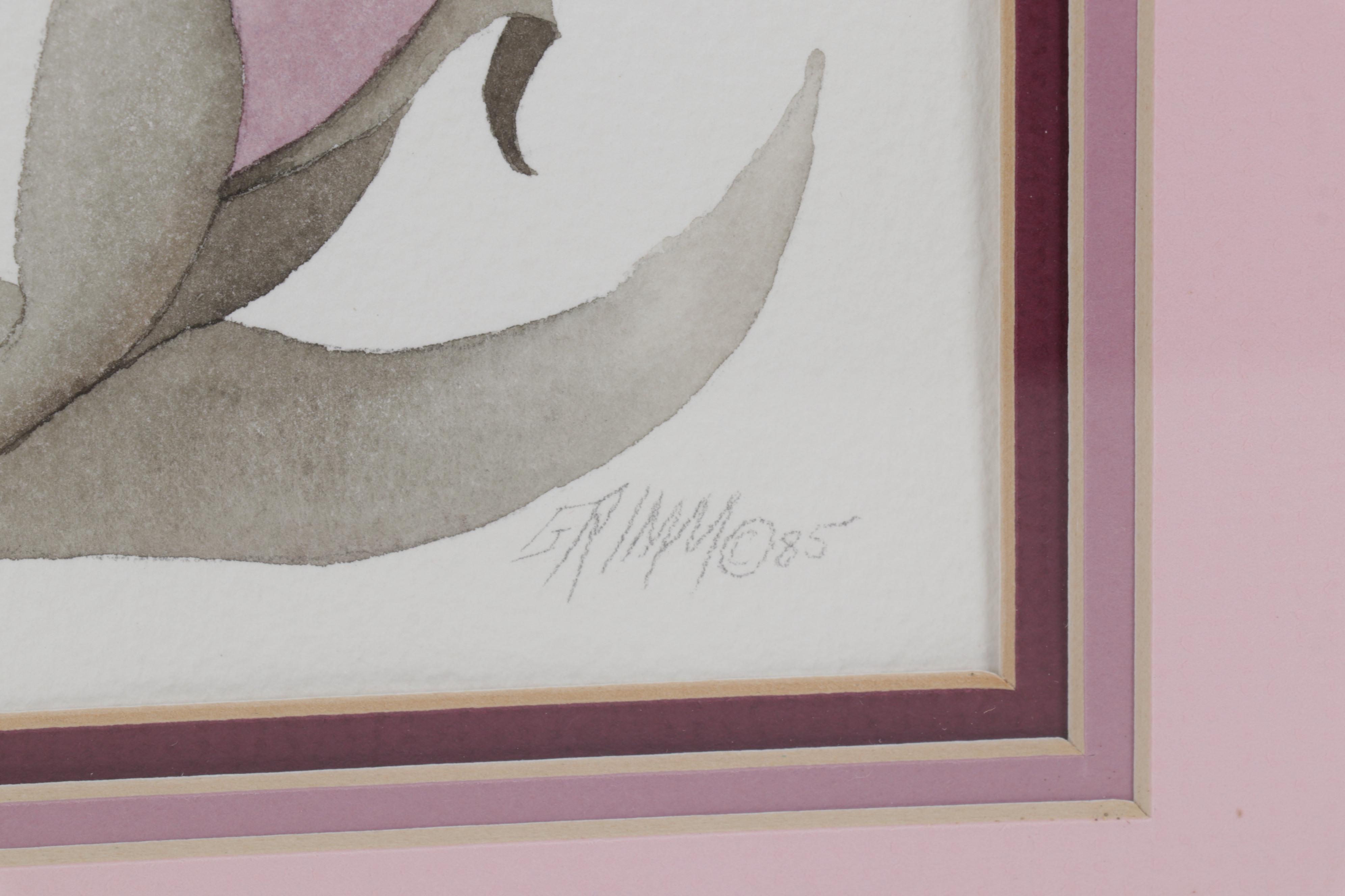 Esther Grimm Embossed Watercolor Painting "Burst of Spring," 1985