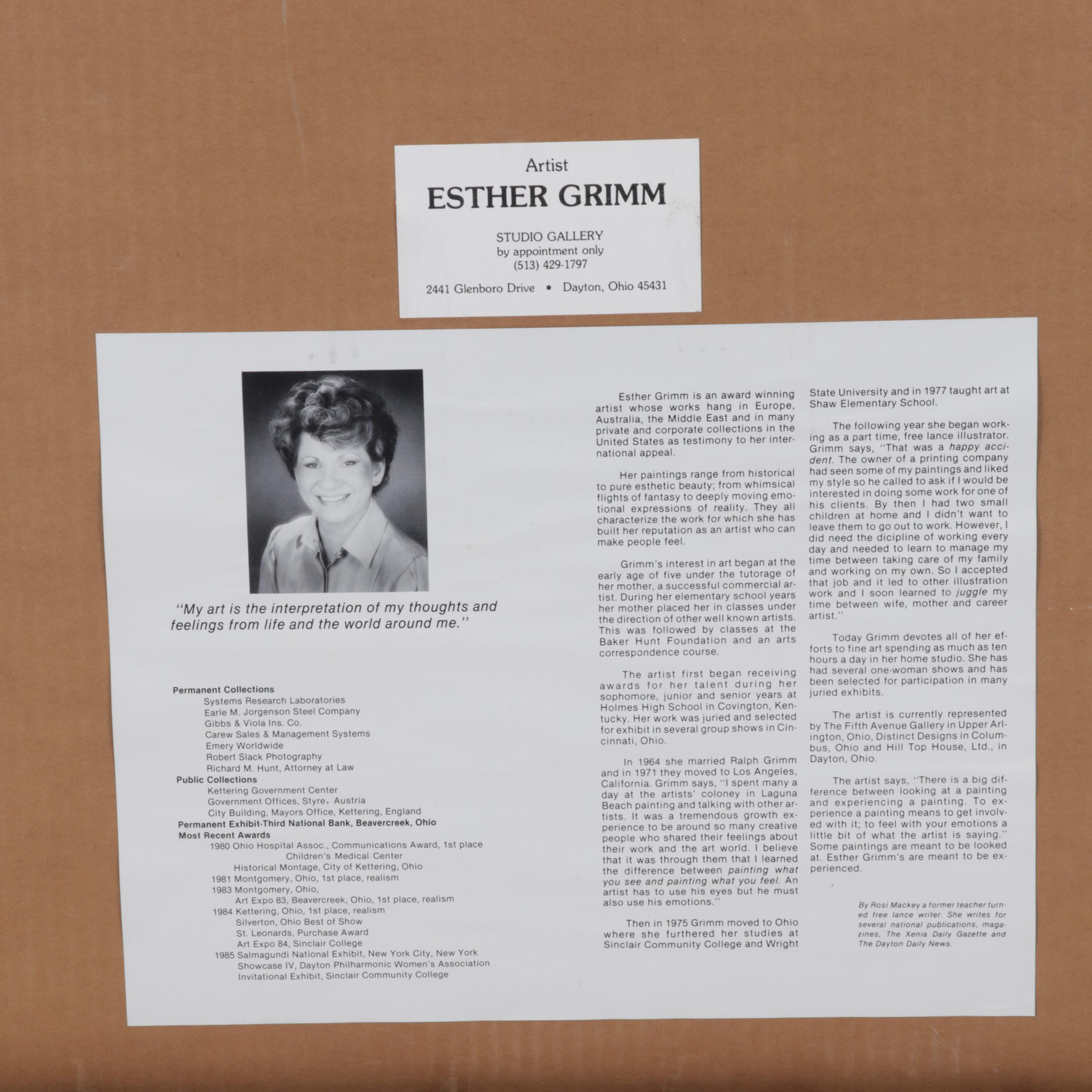 Esther Grimm Embossed Watercolor Painting "Burst of Spring," 1985