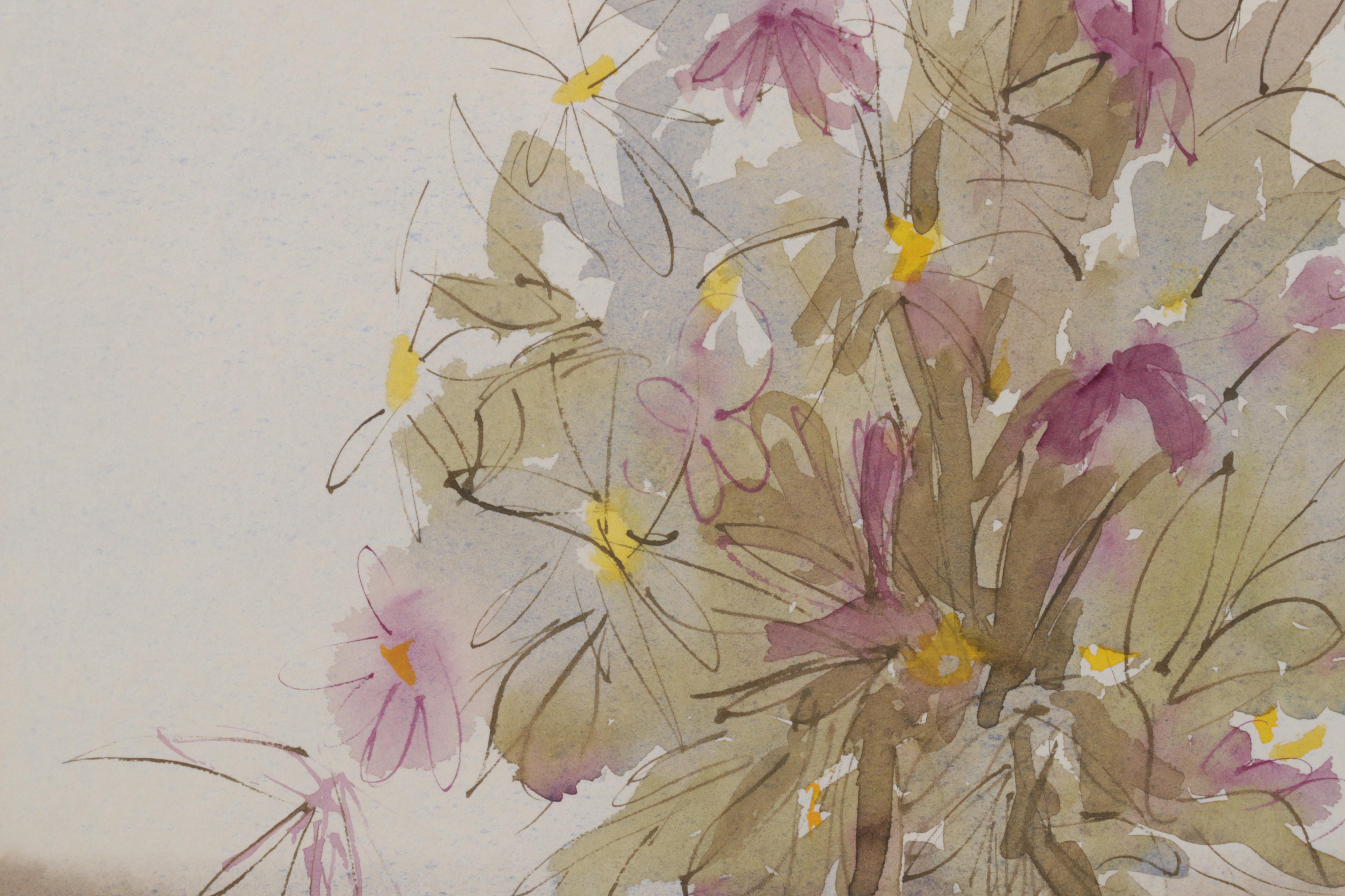 Esther Grimm Still Life Watercolor Painting "Floral Signature," Circa 1975