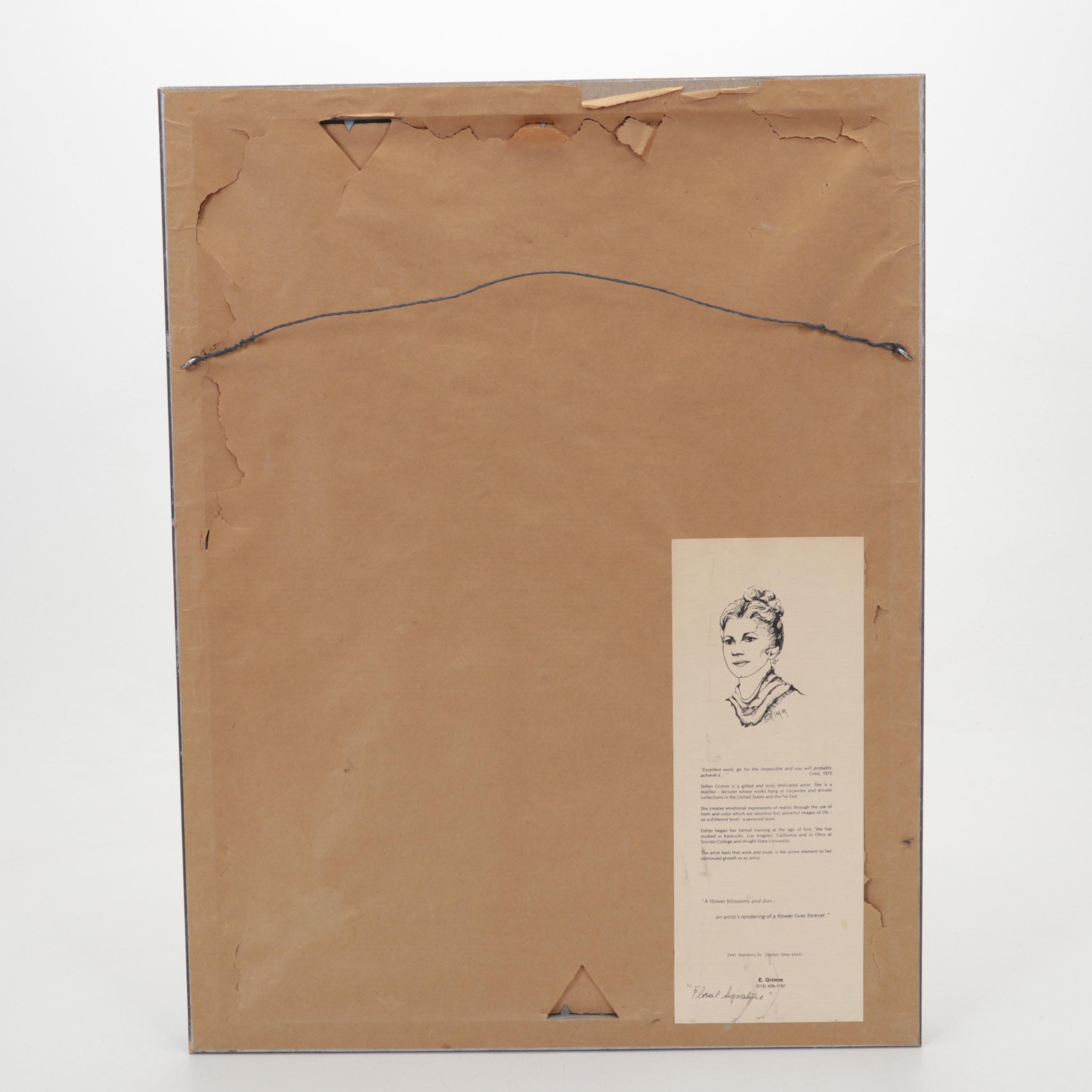 Esther Grimm Still Life Watercolor Painting "Floral Signature," Circa 1975