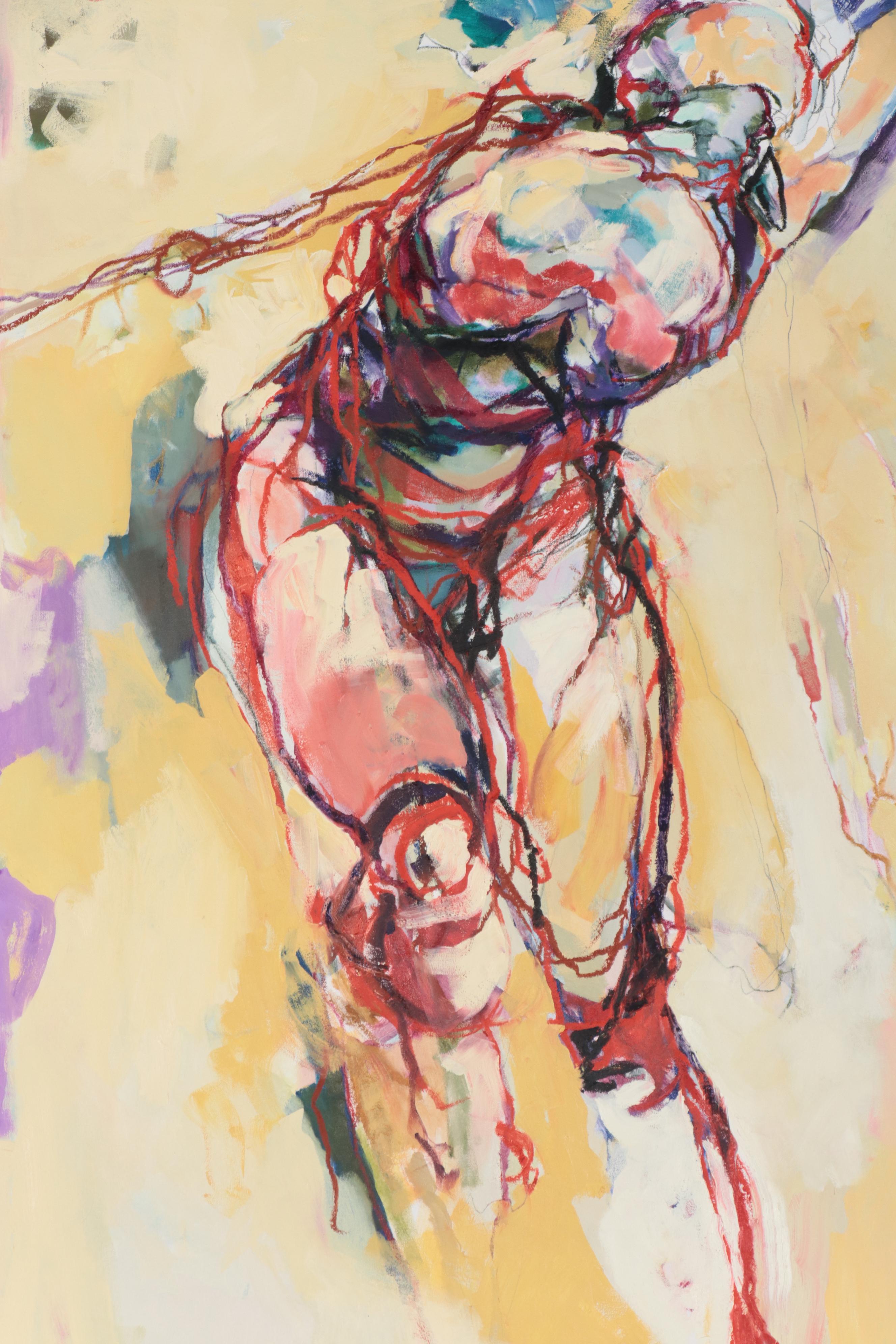 Jeaneen Barnhart Gestural Oil Painting of Figure, 1998