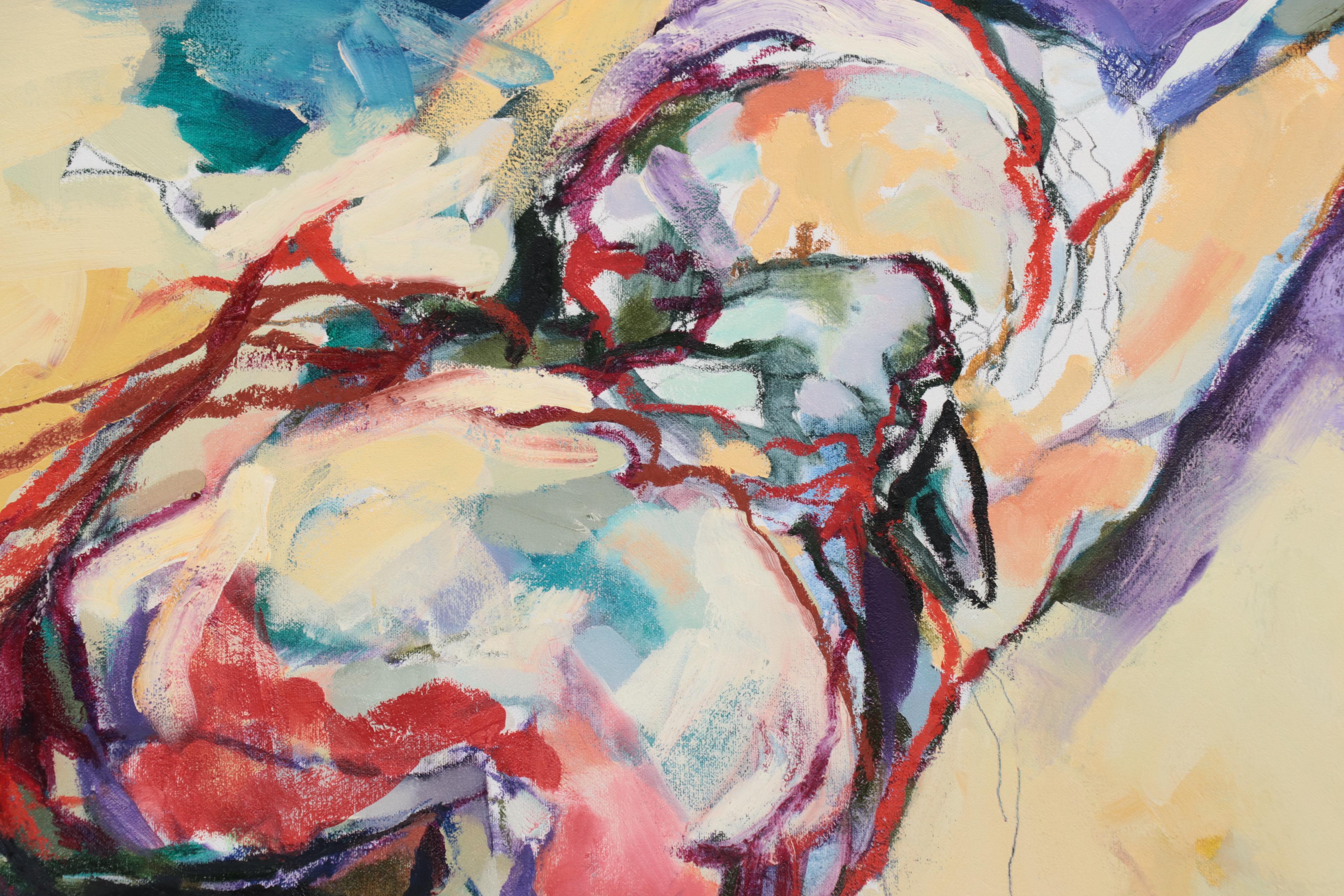 Jeaneen Barnhart Gestural Oil Painting of Figure, 1998