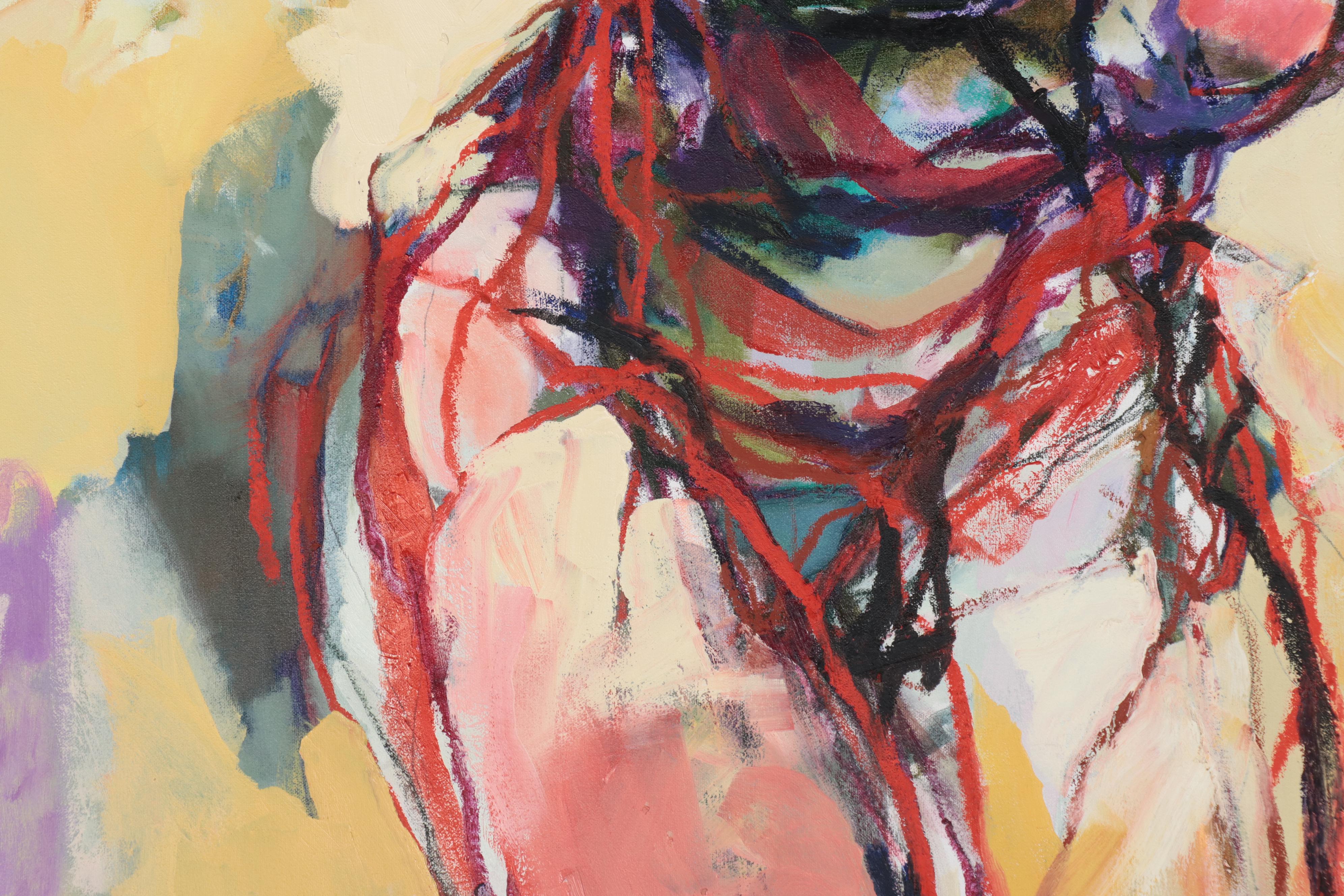 Jeaneen Barnhart Gestural Oil Painting of Figure, 1998