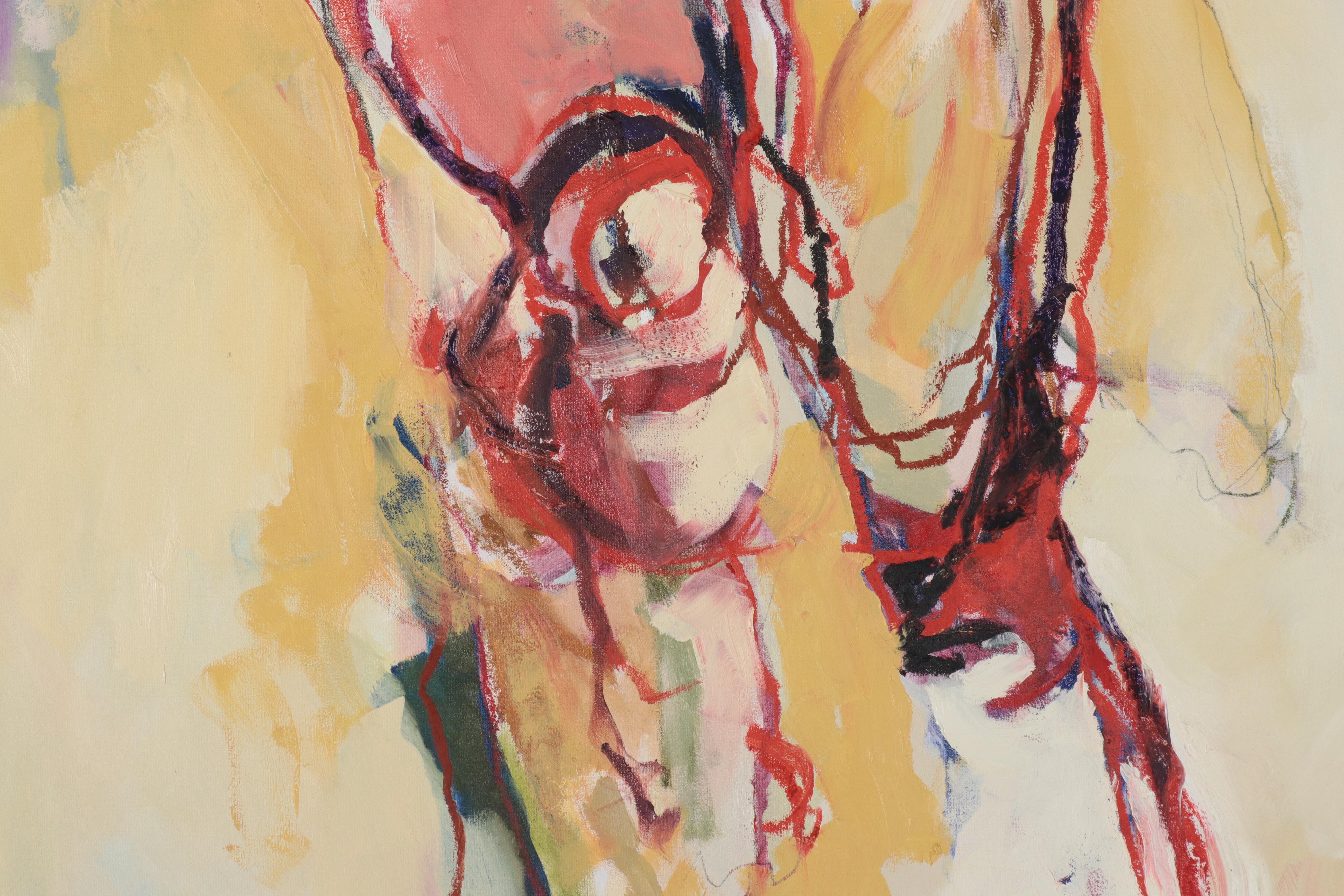Jeaneen Barnhart Gestural Oil Painting of Figure, 1998