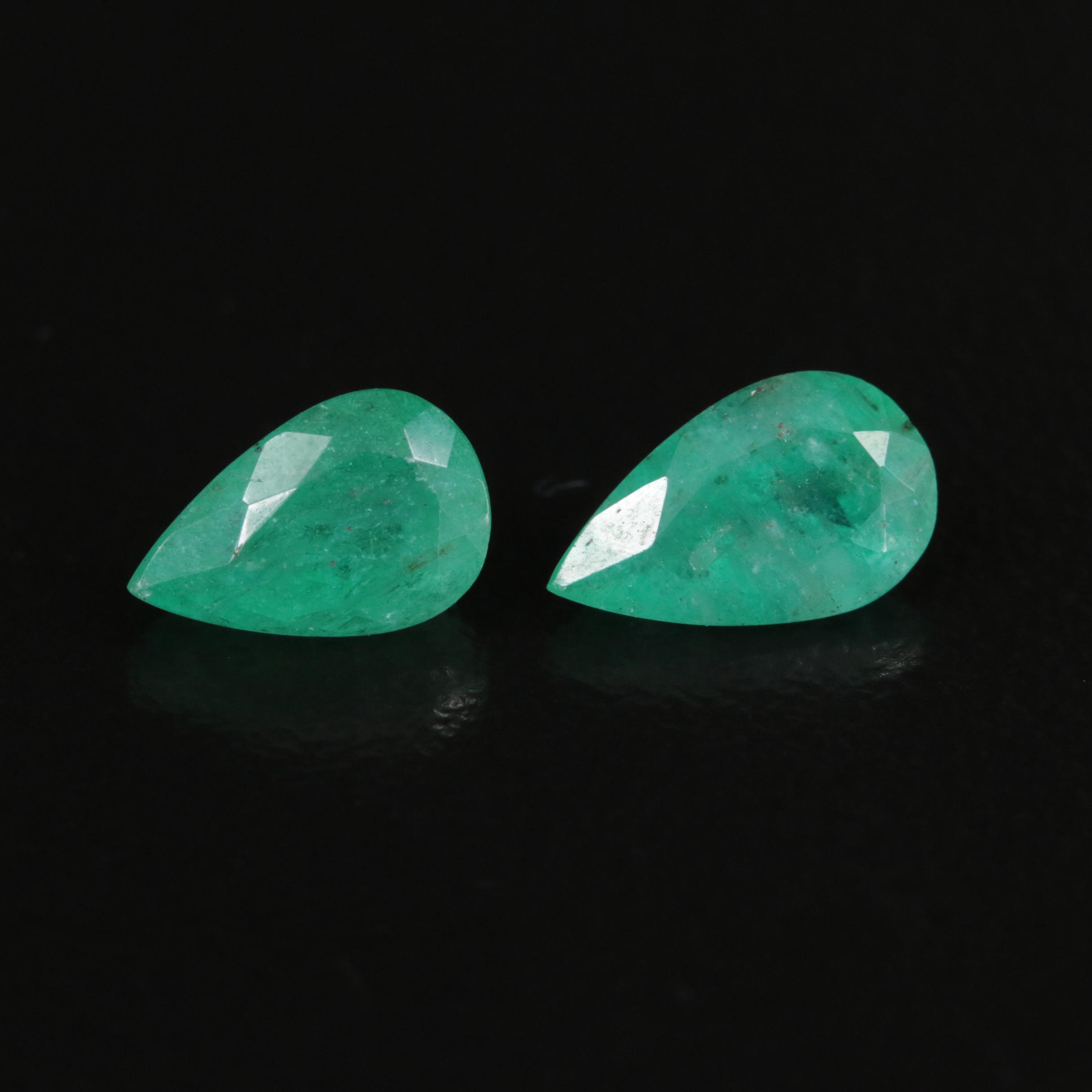 Loose 1.99 CTW Pear Faceted Emeralds