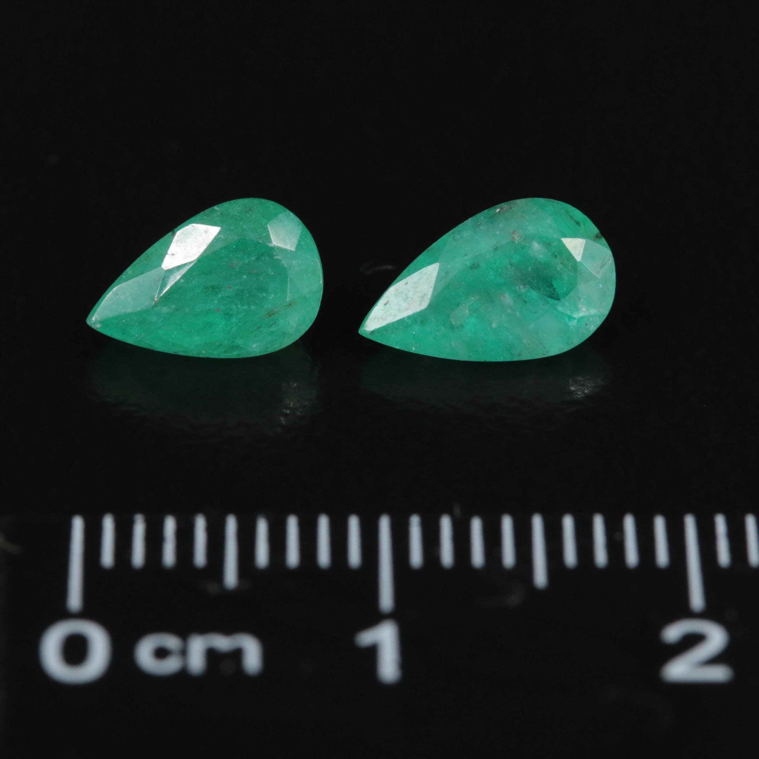 Loose 1.99 CTW Pear Faceted Emeralds