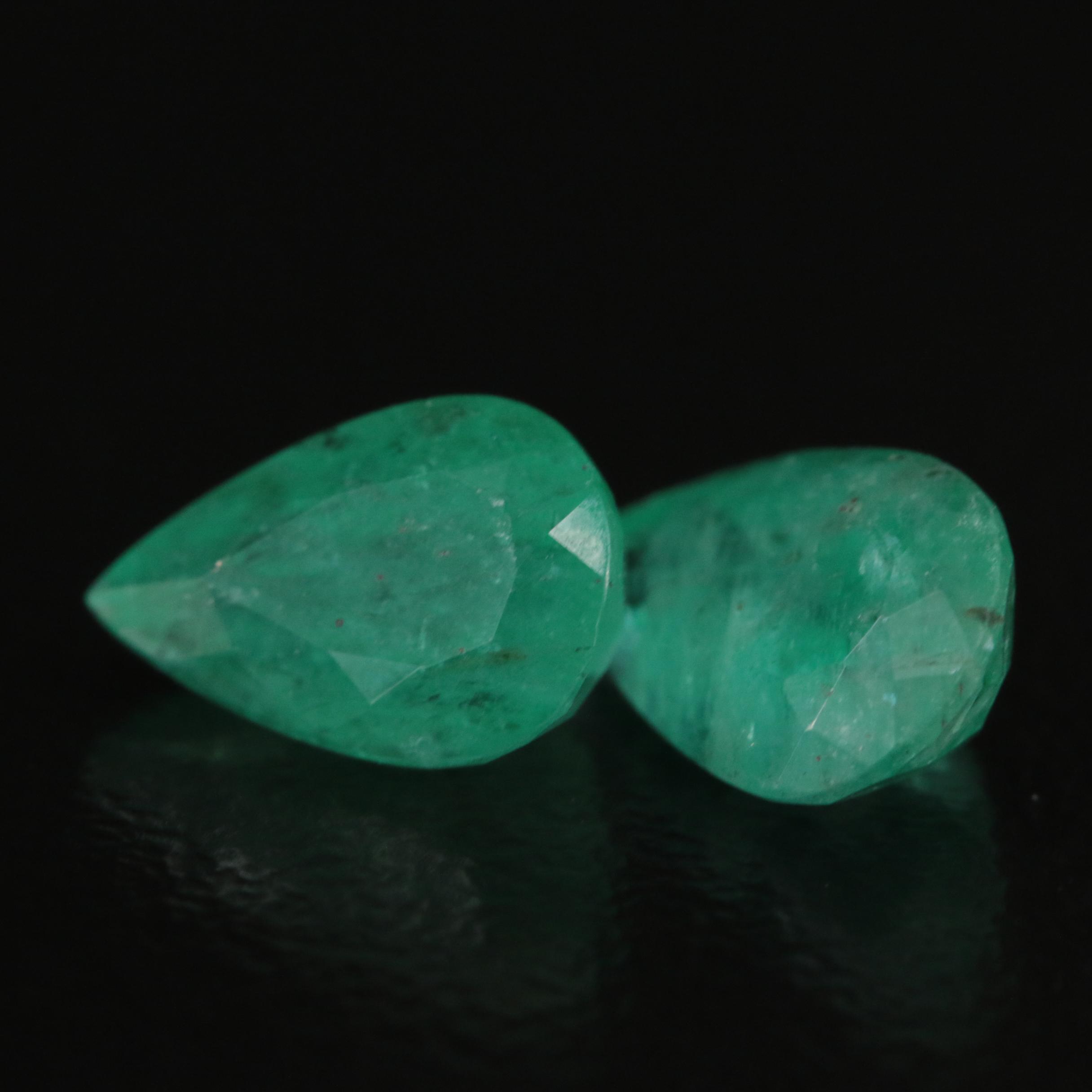 Loose 1.99 CTW Pear Faceted Emeralds