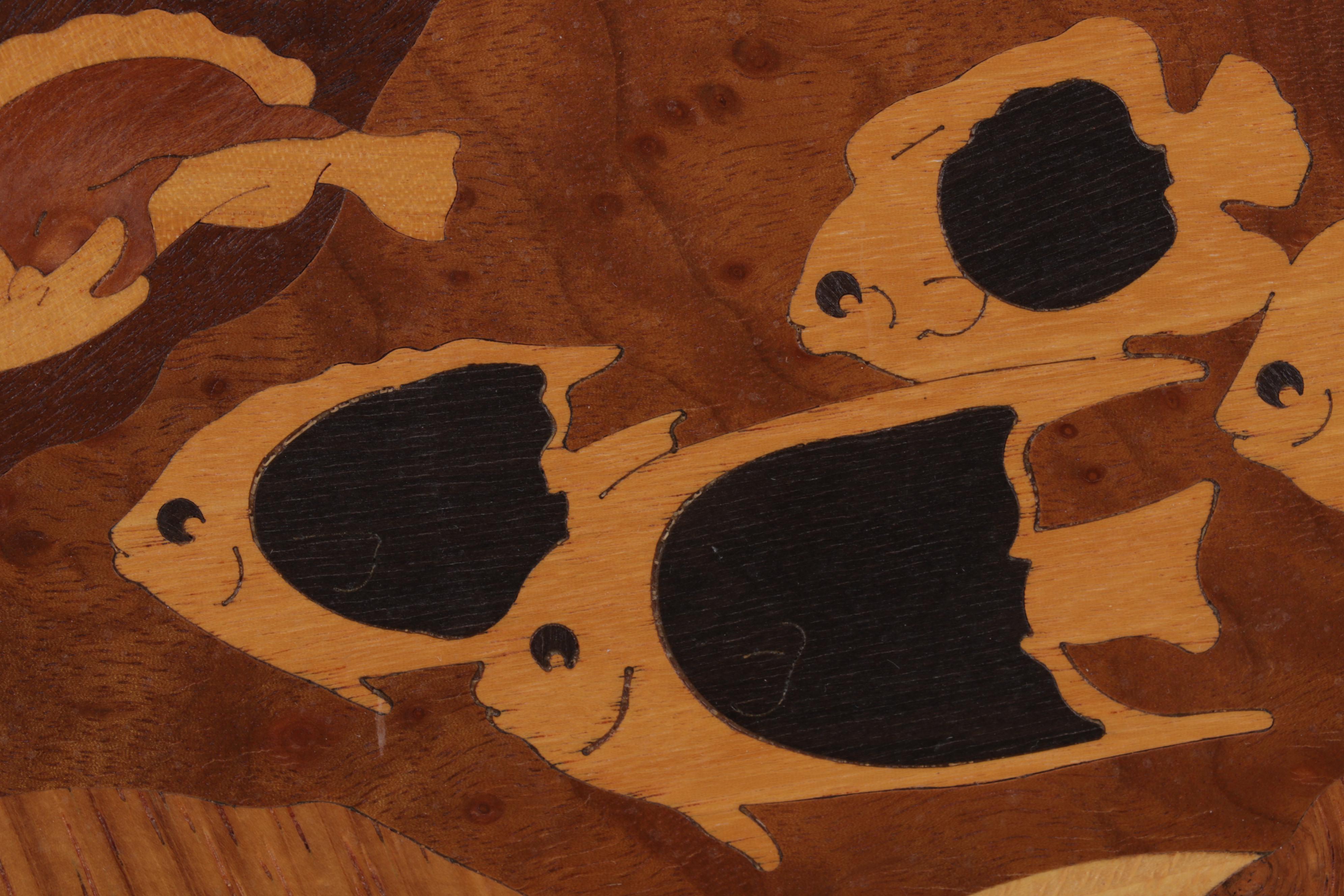 Hudson River Inlay Wood Marquetry Wall Hanging "Sea Frolic," Circa 1995