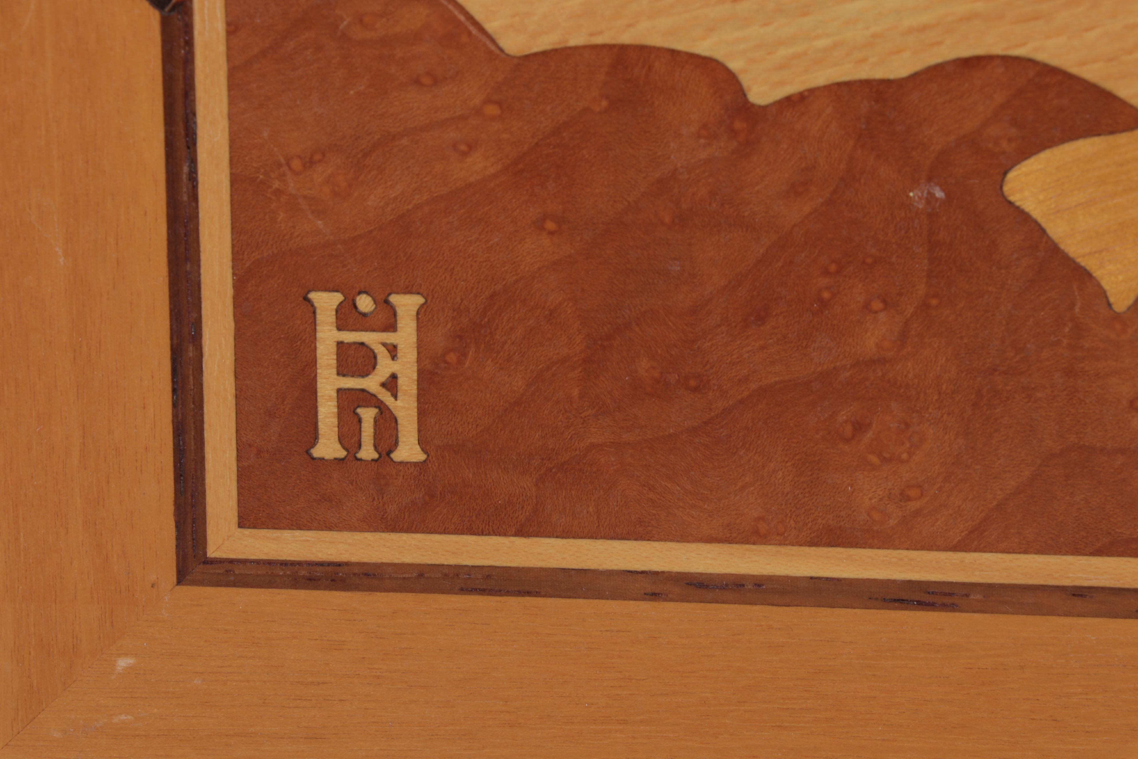 Hudson River Inlay Wood Marquetry Wall Hanging "Sea Frolic," Circa 1995