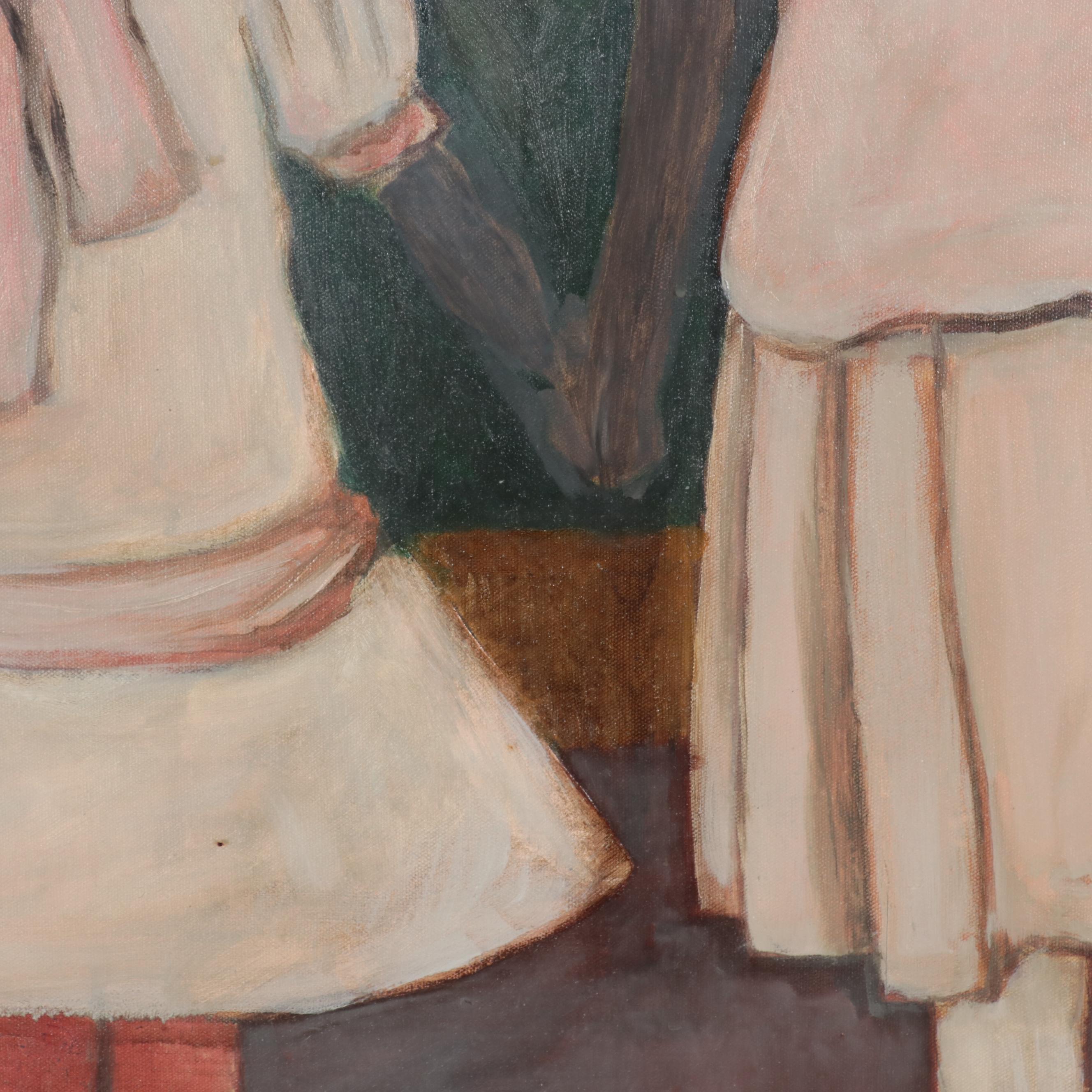 Oil Painting of Raccoons In Dresses