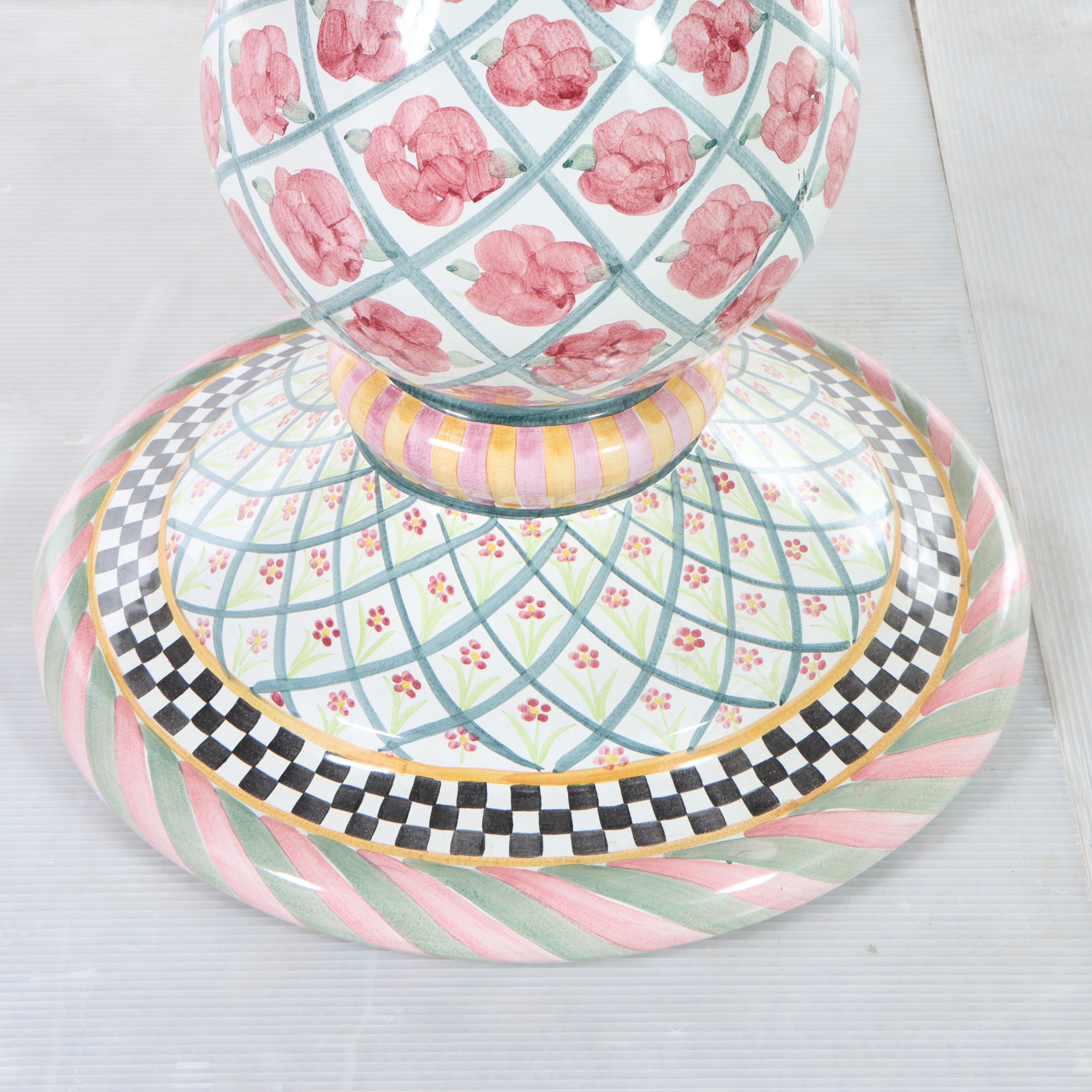 Mackenzie-Childs Carousel Pedestal Table Base with Glass Top