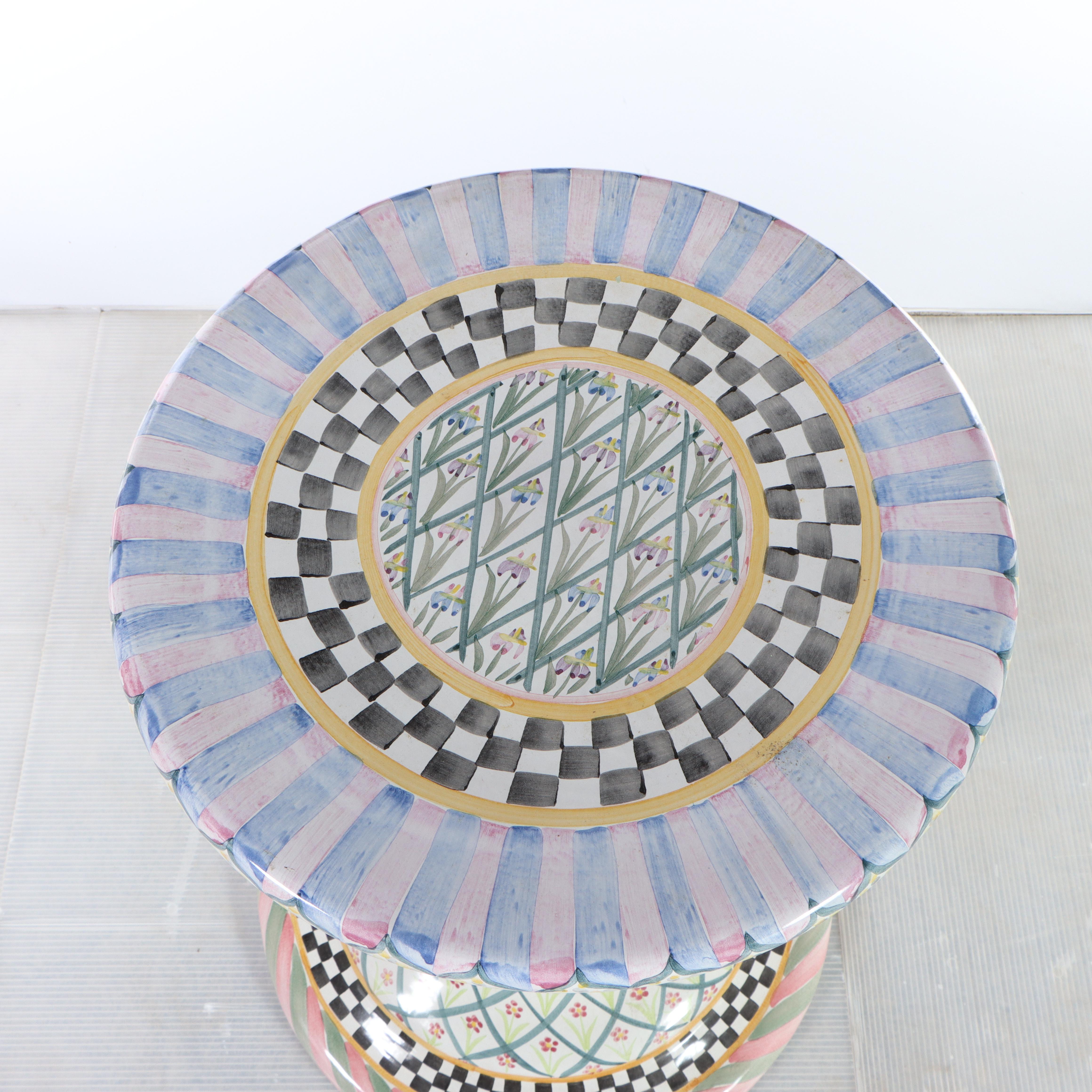 Mackenzie-Childs Carousel Pedestal Table Base with Glass Top