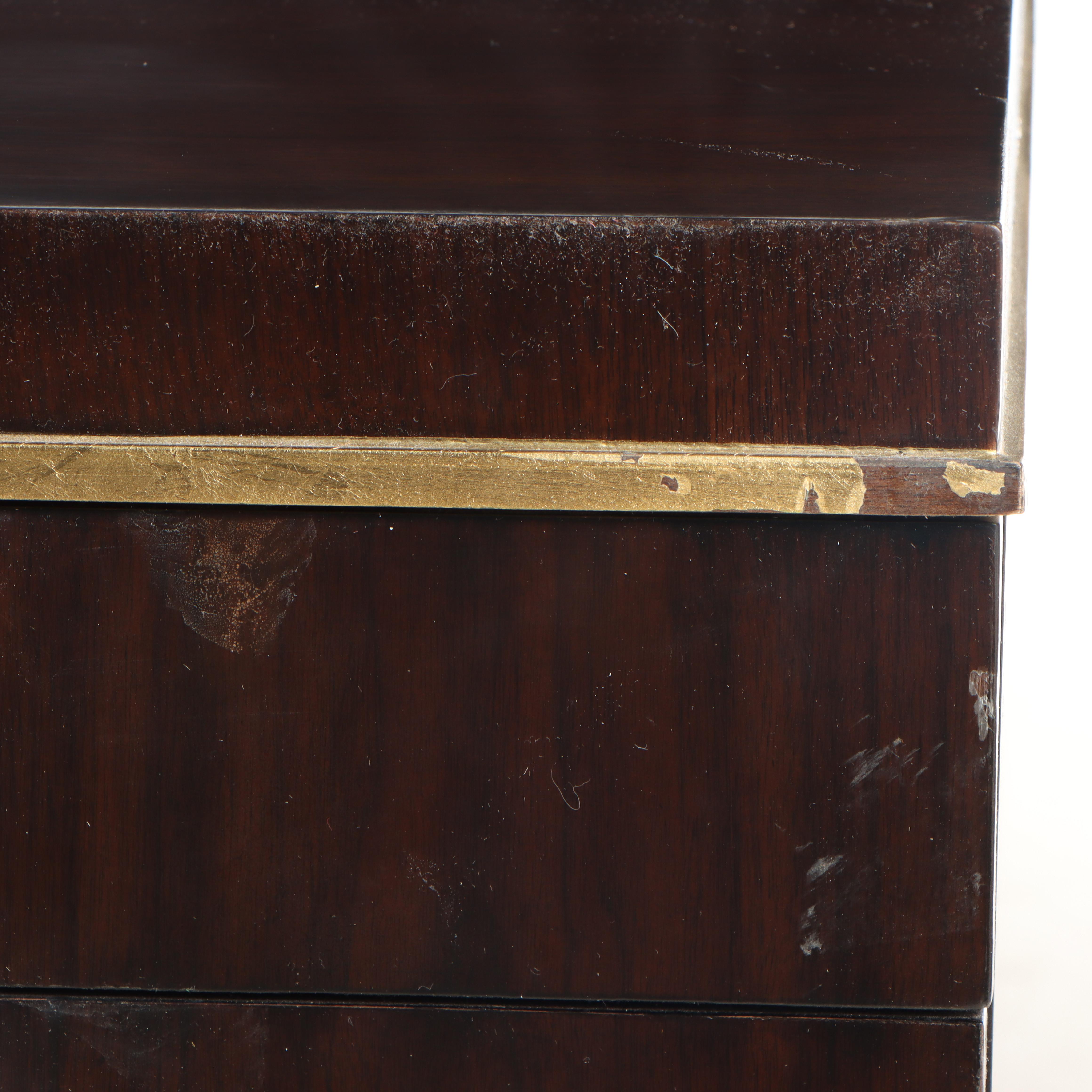 Sligh Espresso Finish Wooden and Brass-Mounted Pedestal Desk