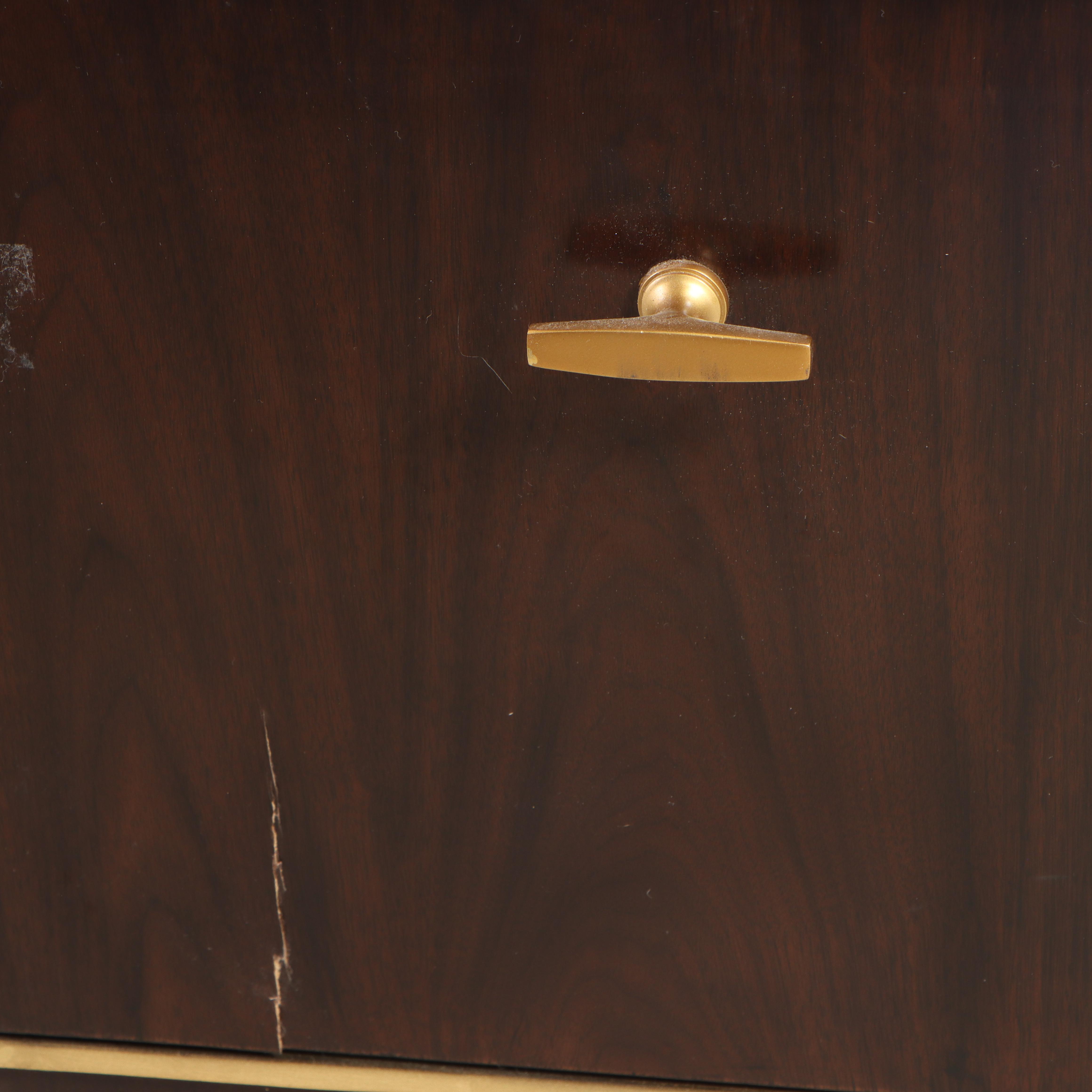 Sligh Espresso Finish Wooden and Brass-Mounted Pedestal Desk