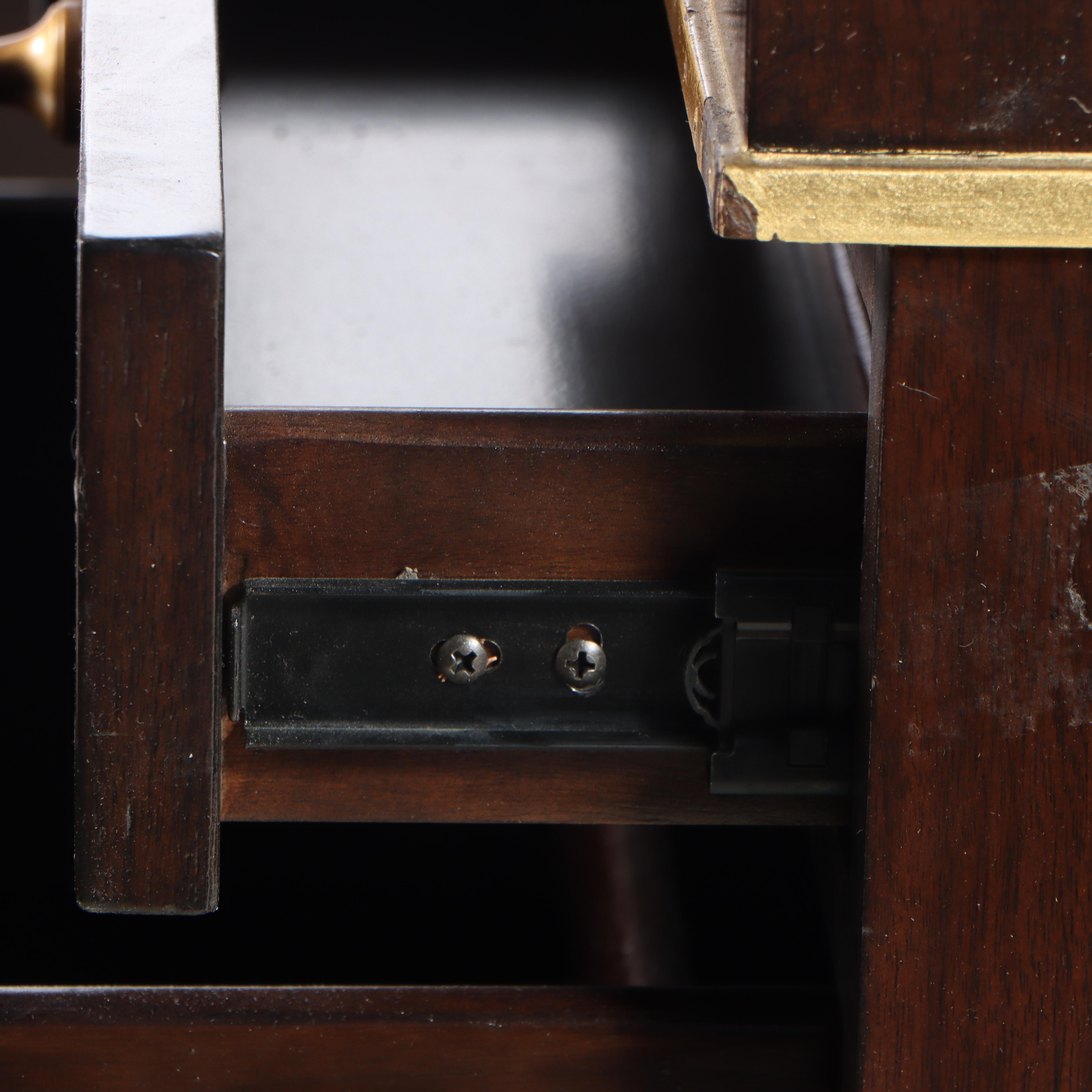 Sligh Espresso Finish Wooden and Brass-Mounted Pedestal Desk