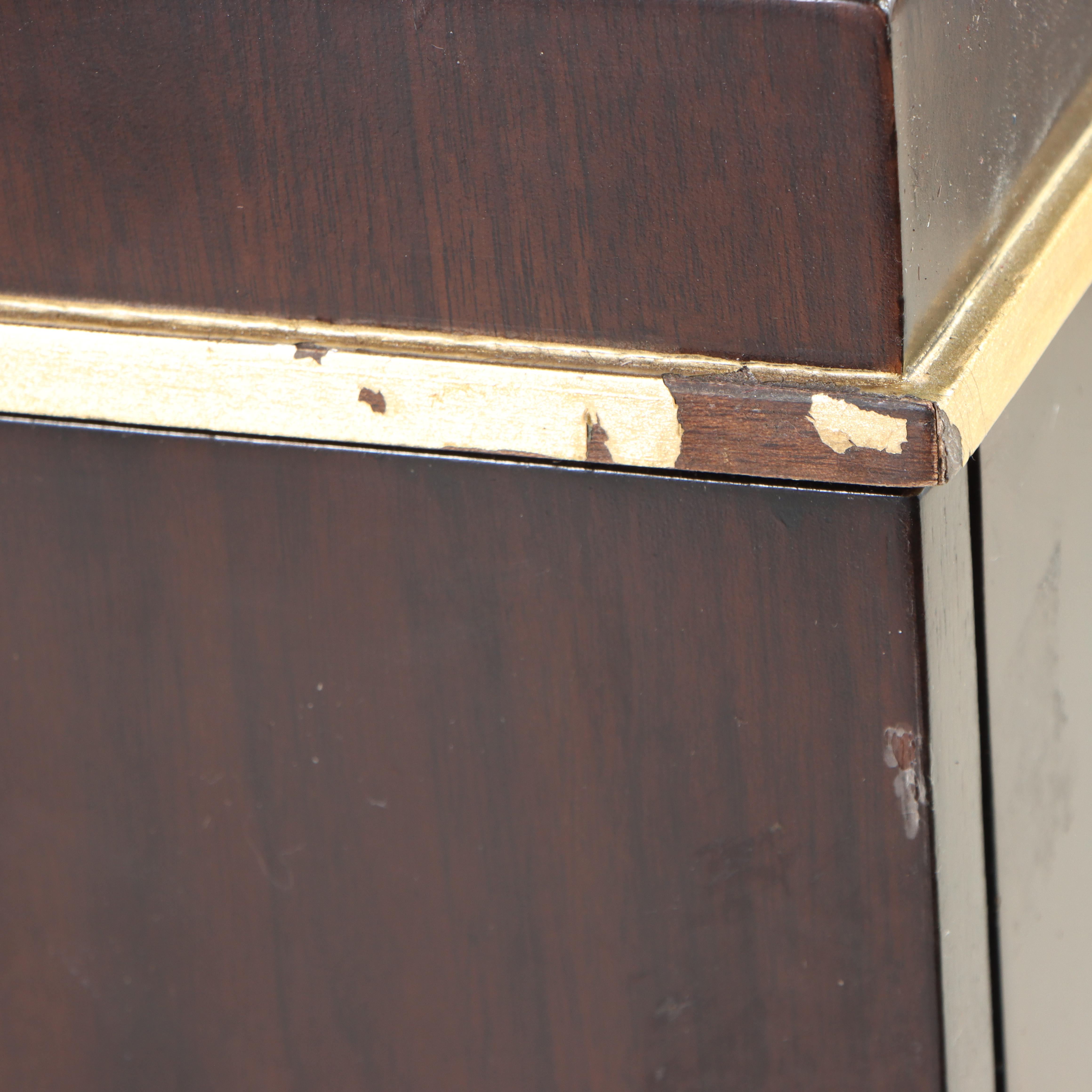 Sligh Espresso Finish Wooden and Brass-Mounted Pedestal Desk