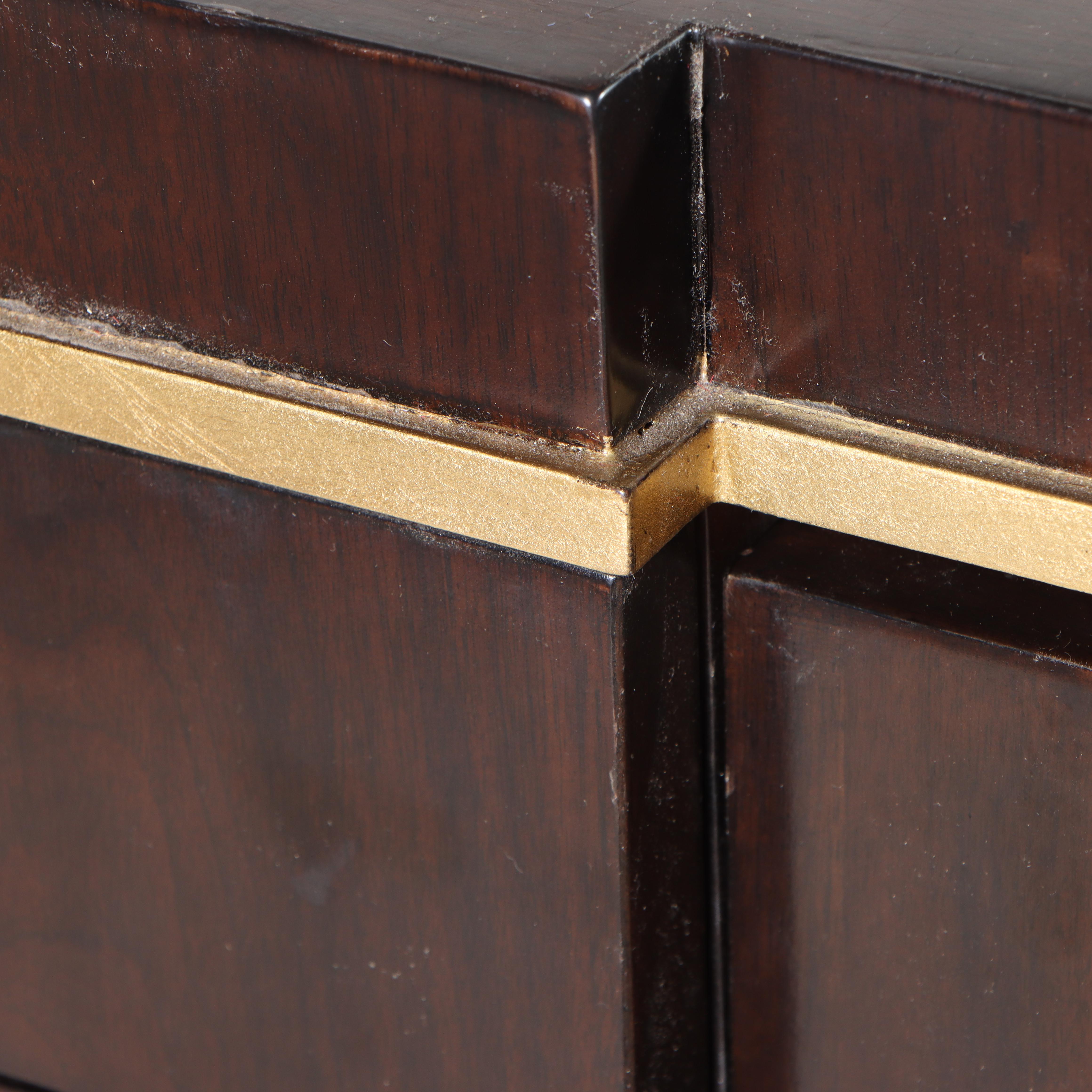 Sligh Espresso Finish Wooden and Brass-Mounted Pedestal Desk