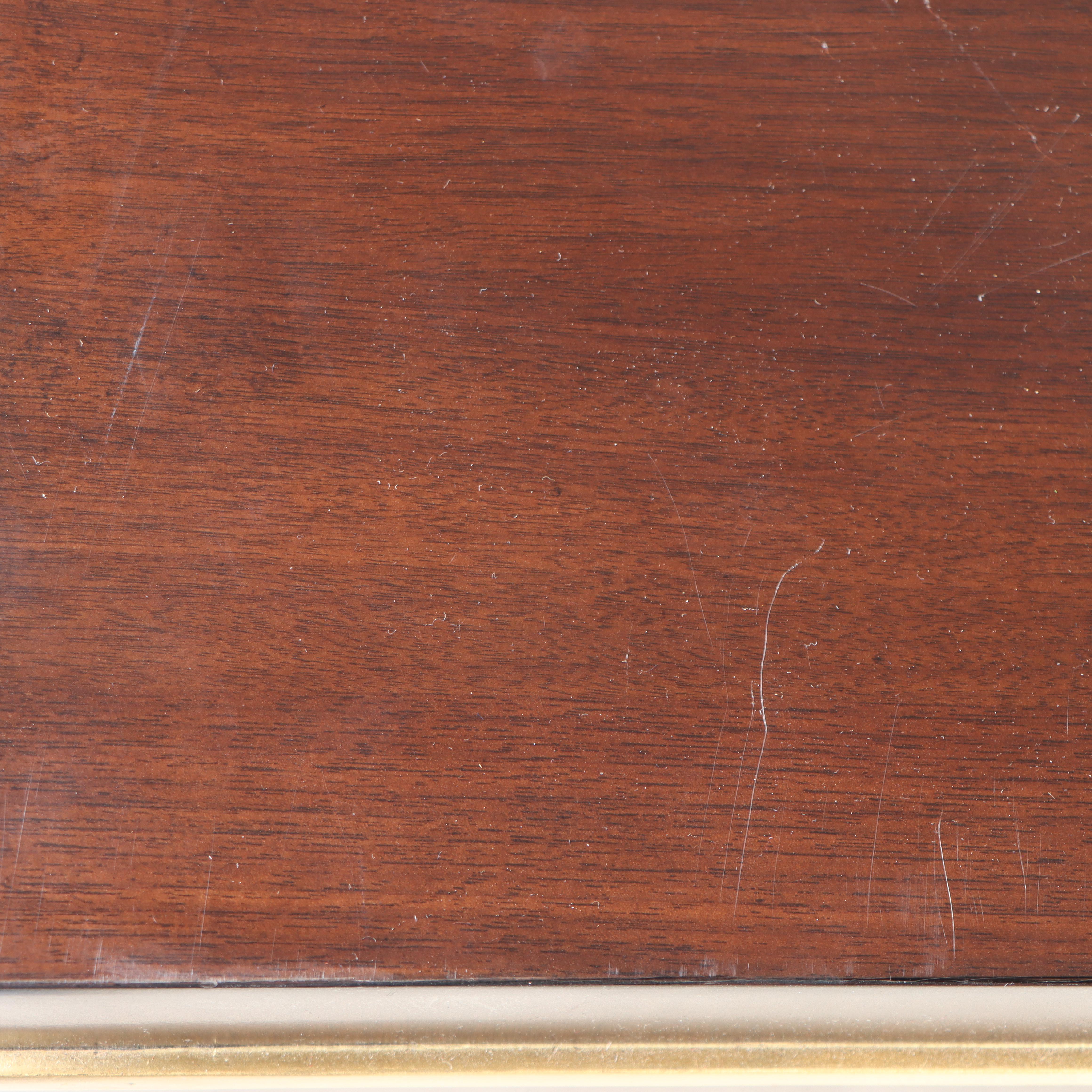 Sligh Espresso Finish Wooden and Brass-Mounted Pedestal Desk