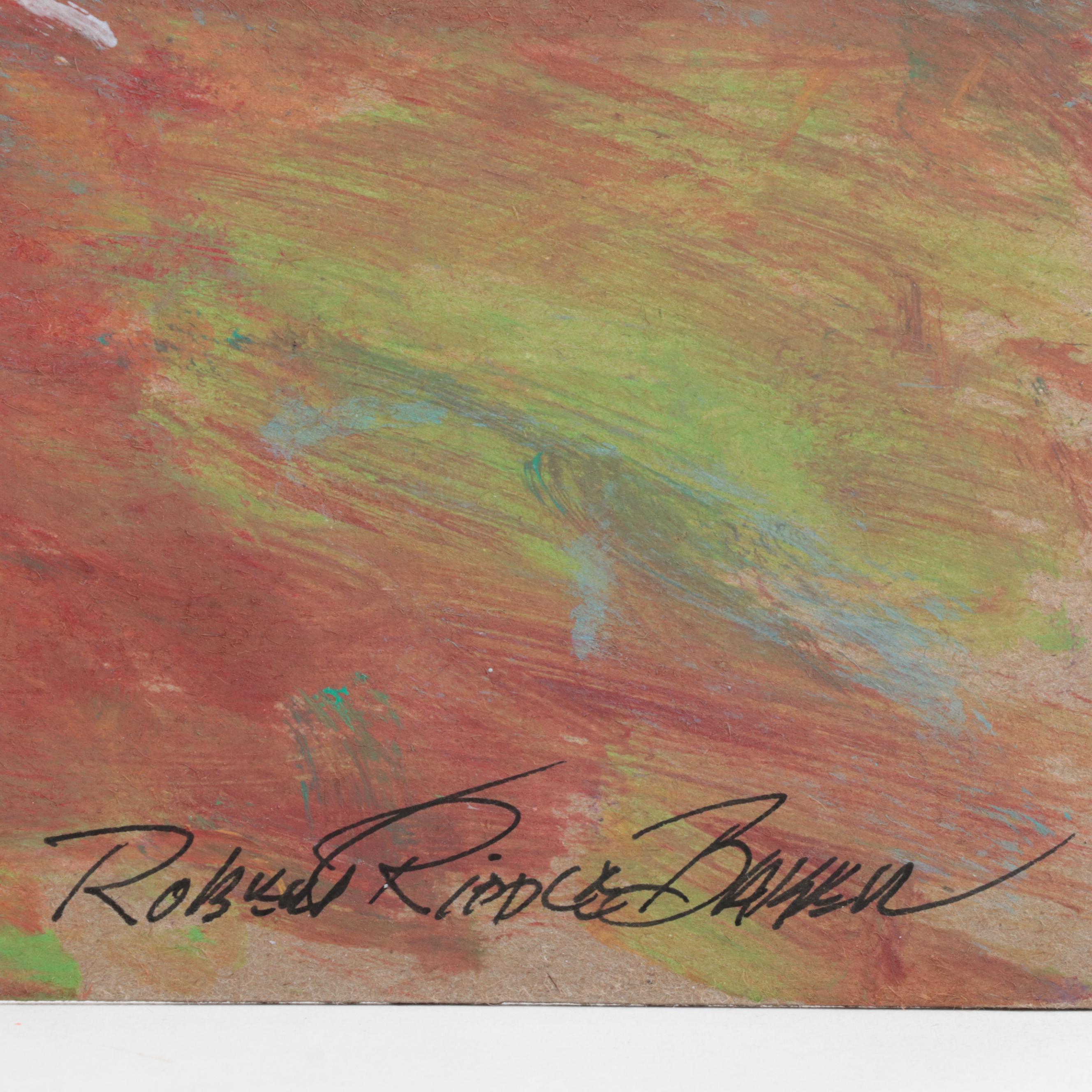 Robert Riddle-Baker Acrylic Painting "Summer Rain on an Eroded Hillside," 2022