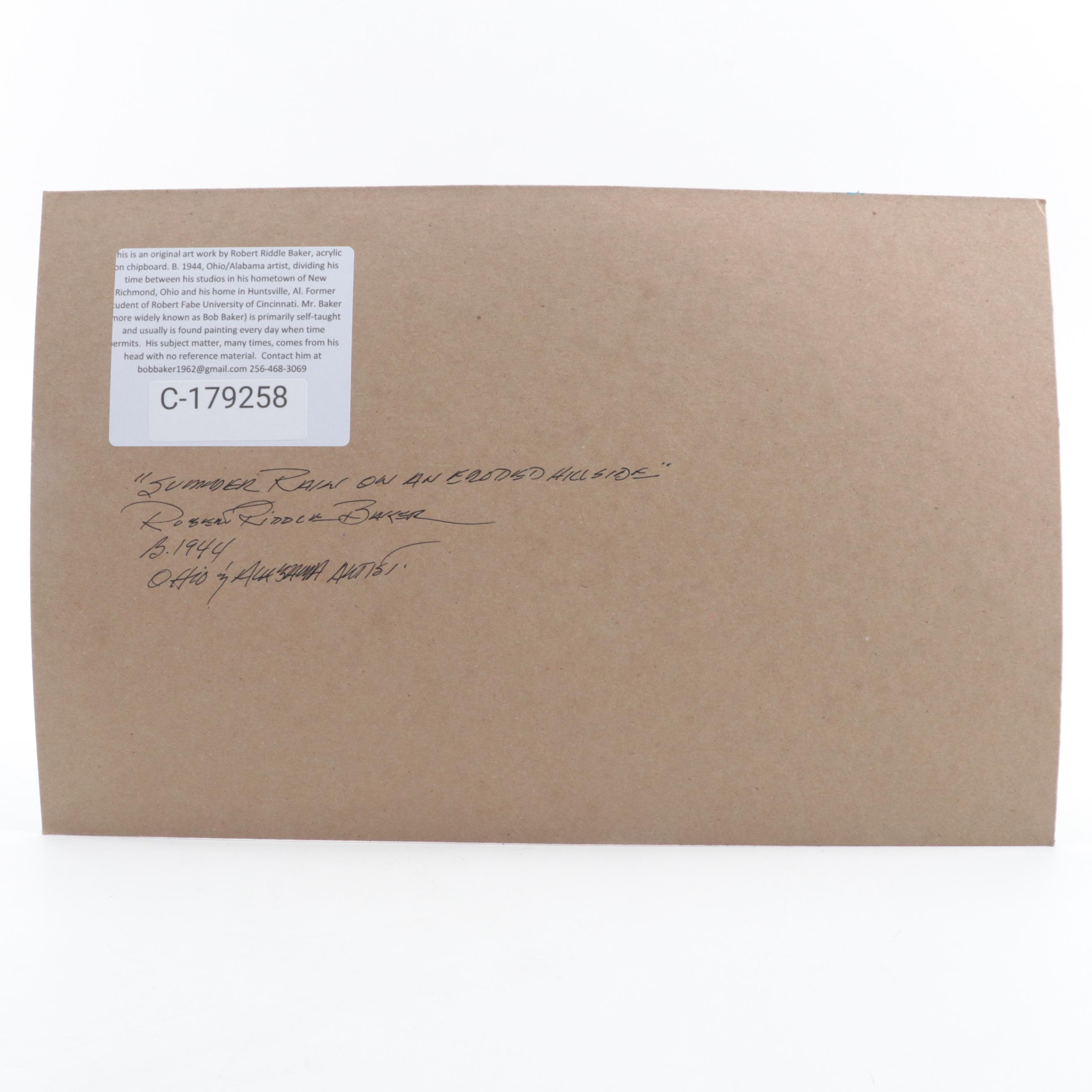 Robert Riddle-Baker Acrylic Painting "Summer Rain on an Eroded Hillside," 2022