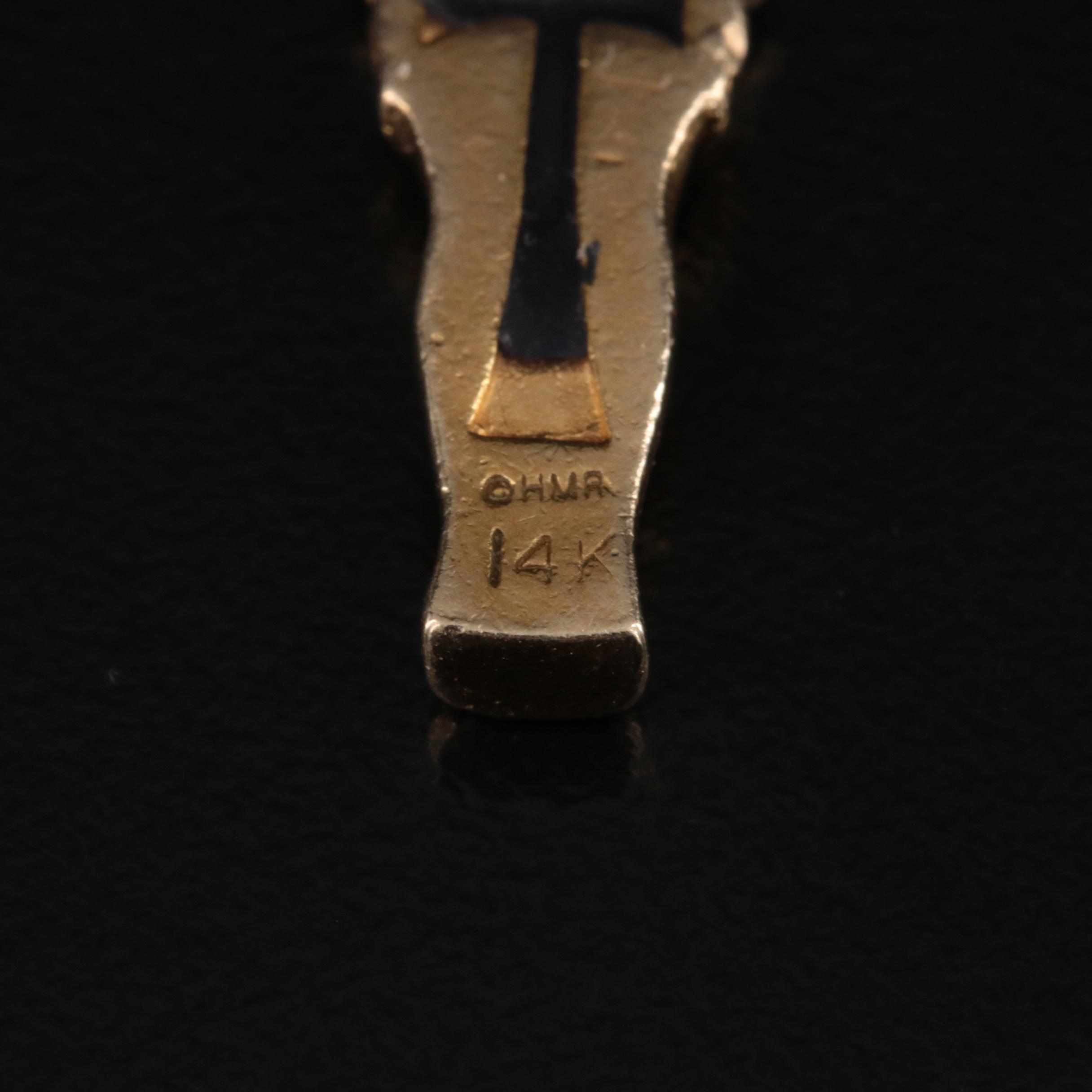 14K Sarcophagus Pendant with Enamel Accents