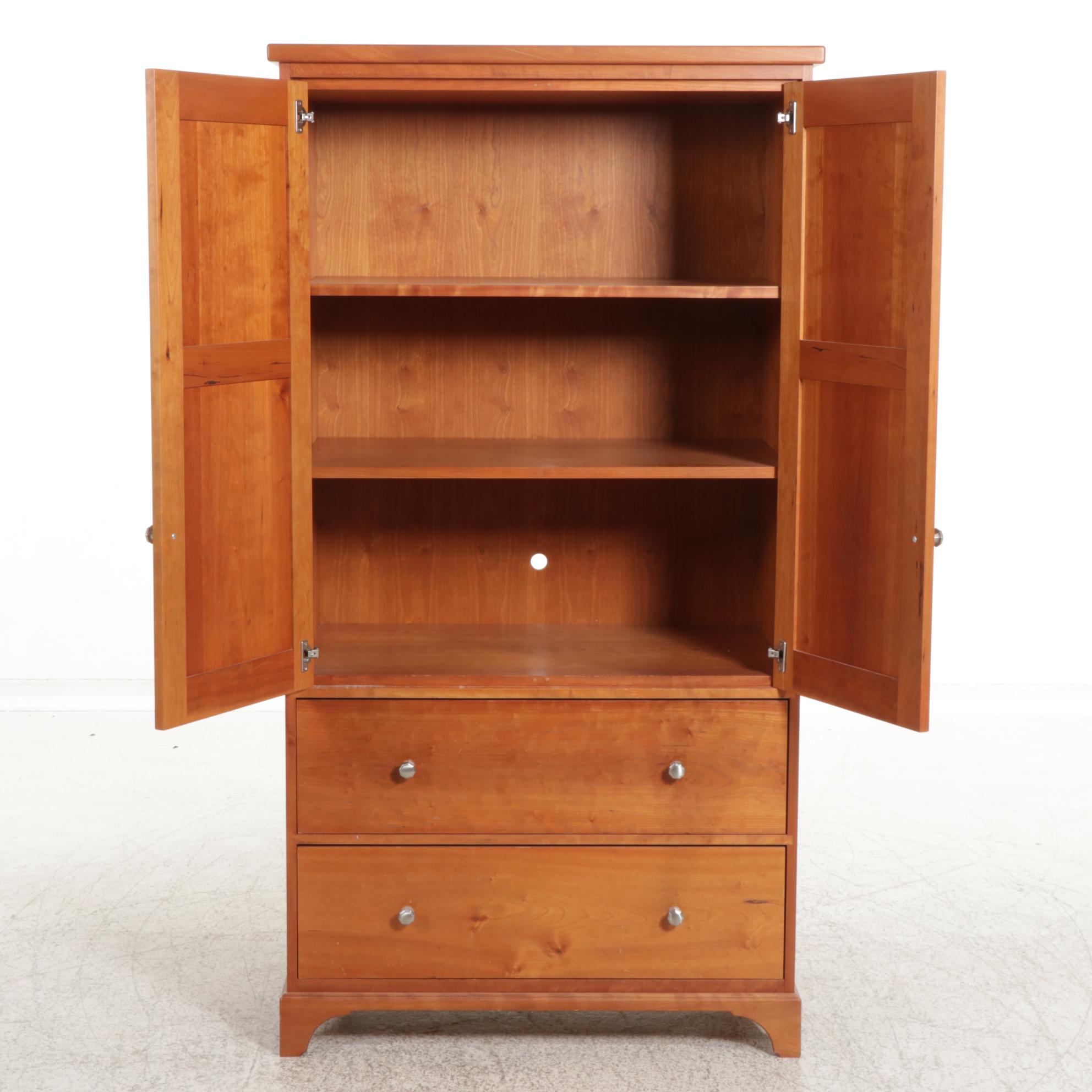 American Primitive Style Paneled Cherry Armoire, Late 20th/ Early 21st Century