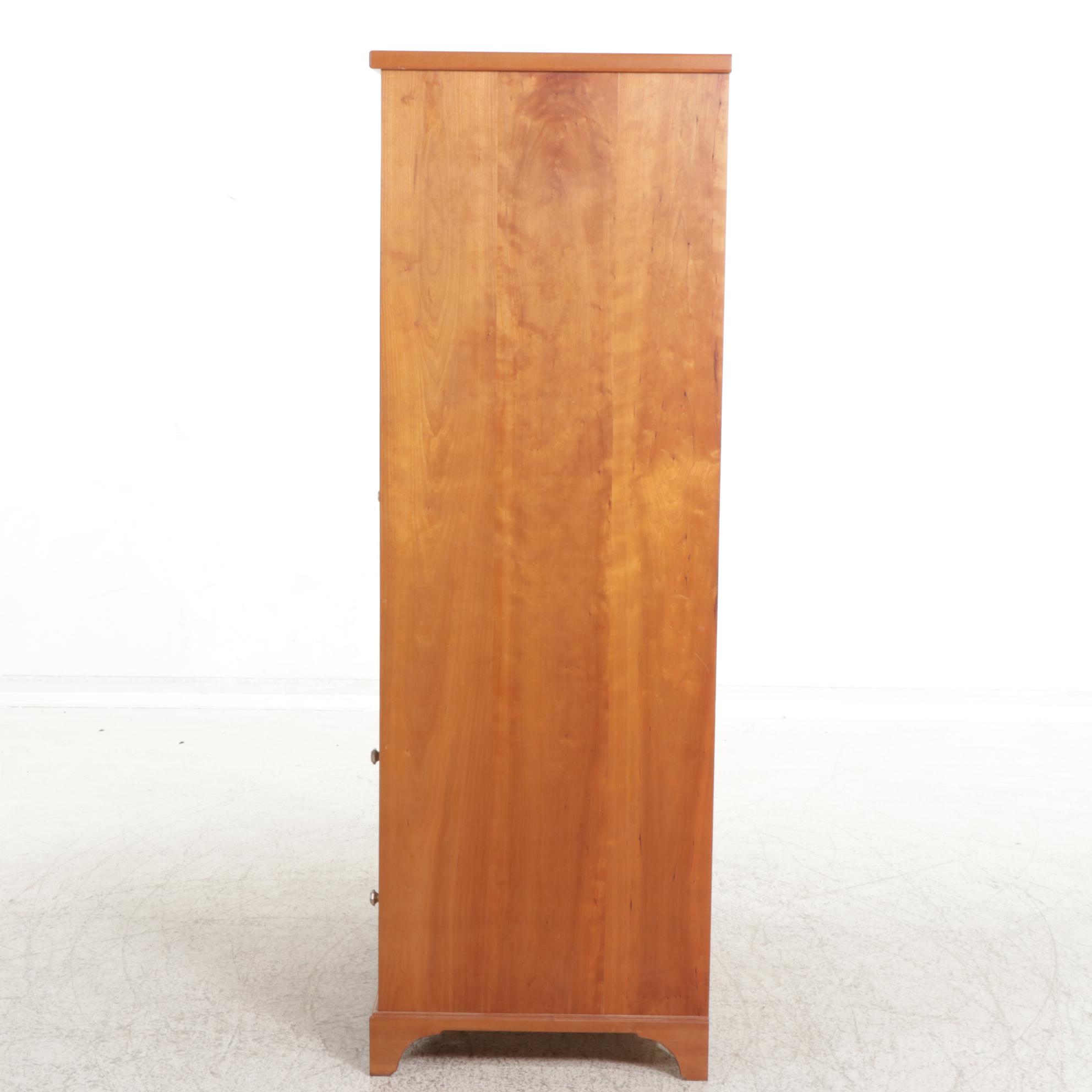 American Primitive Style Paneled Cherry Armoire, Late 20th/ Early 21st Century
