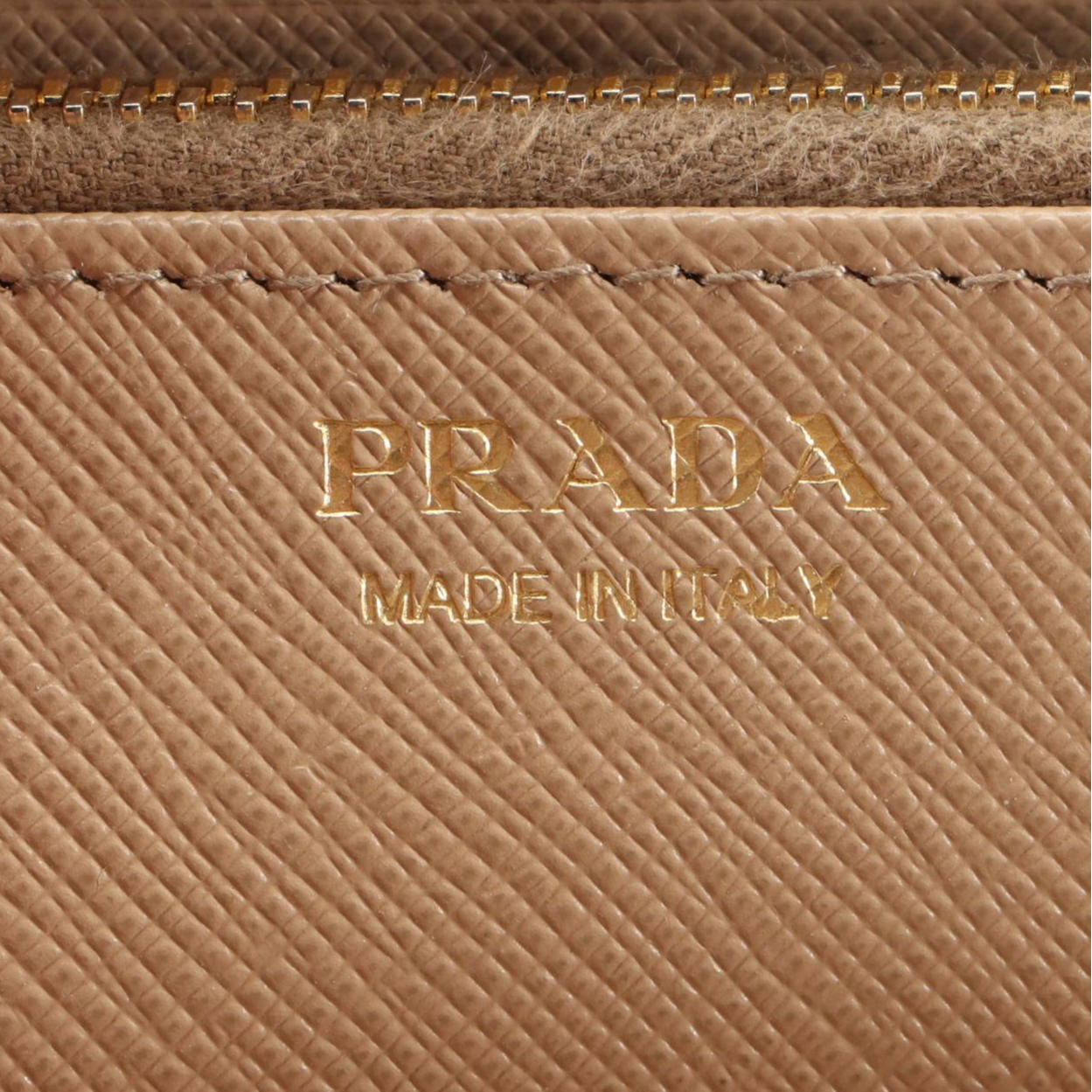 Prada Zip-Around Wallet in Cammeo Saffiano Leather with Box