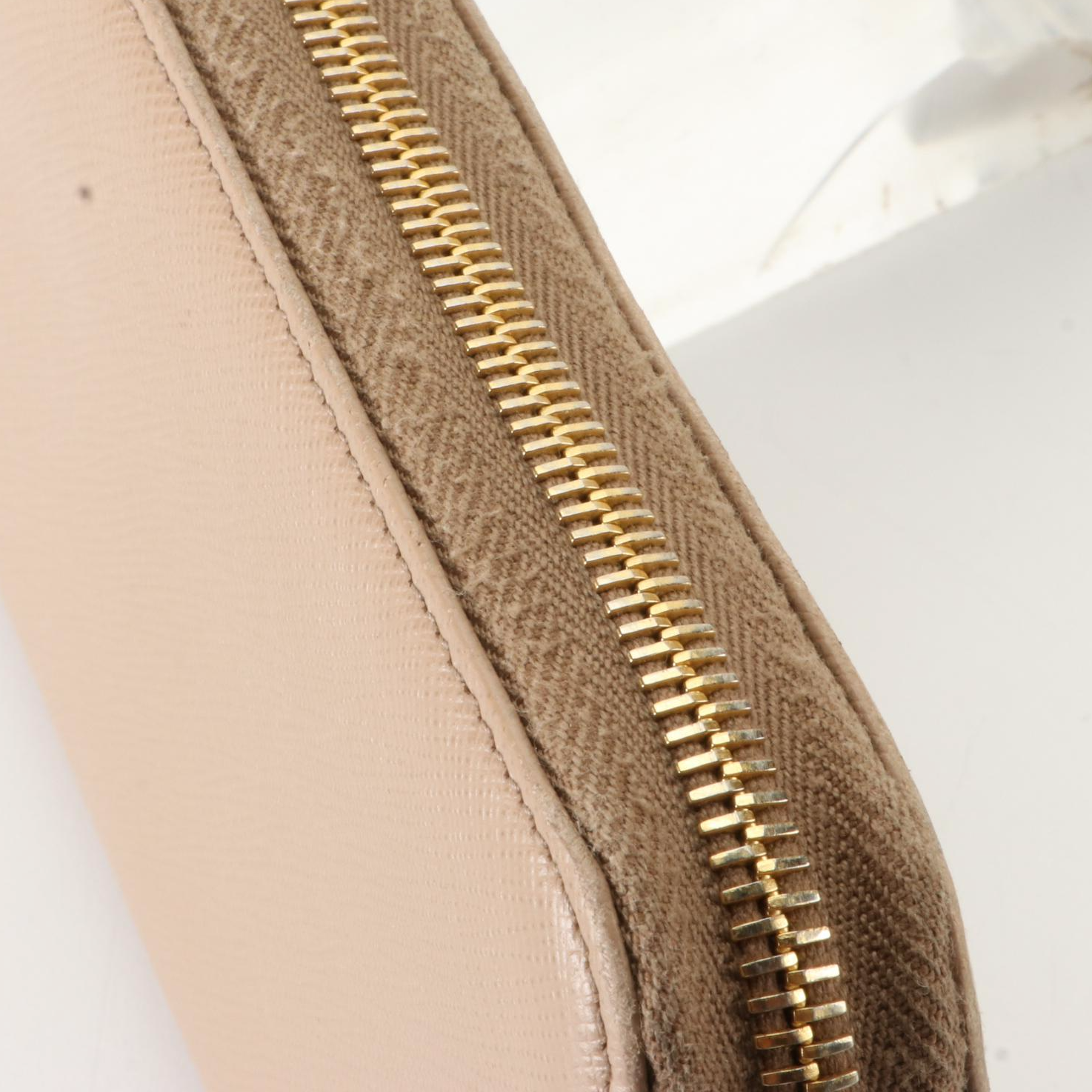 Prada Zip-Around Wallet in Cammeo Saffiano Leather with Box