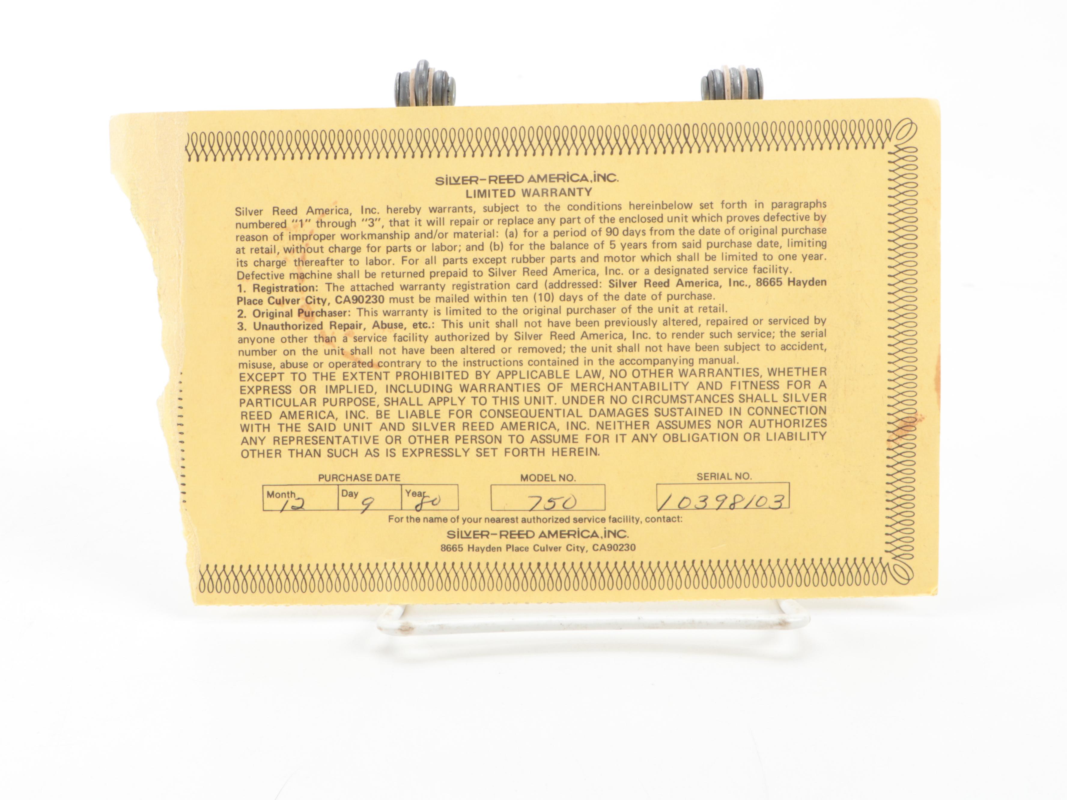 Silver-Reed Model 750 Typewriter, 1979