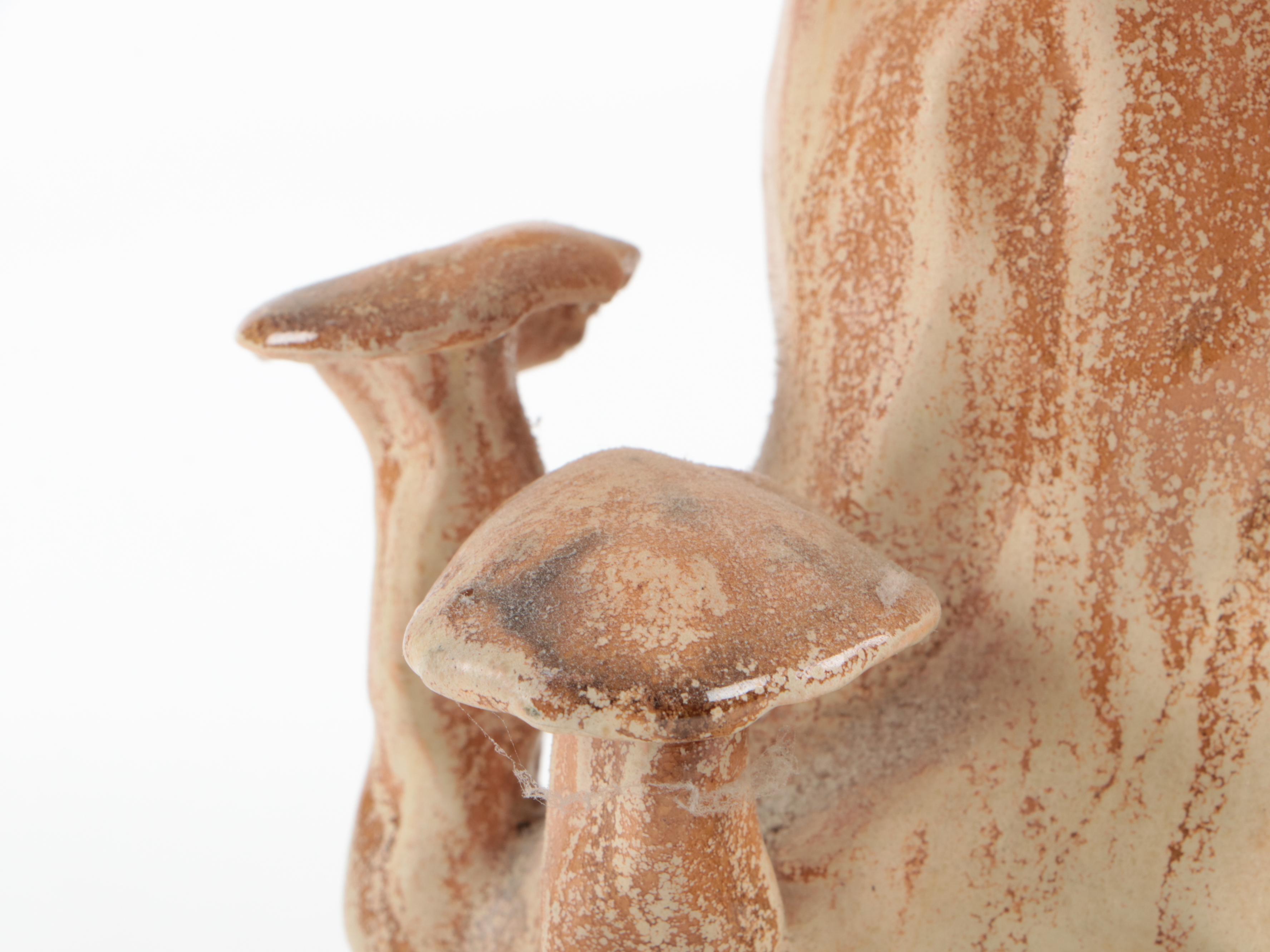 Handmade Sculpted Drip Glaze Earthenware Mushroom Figure