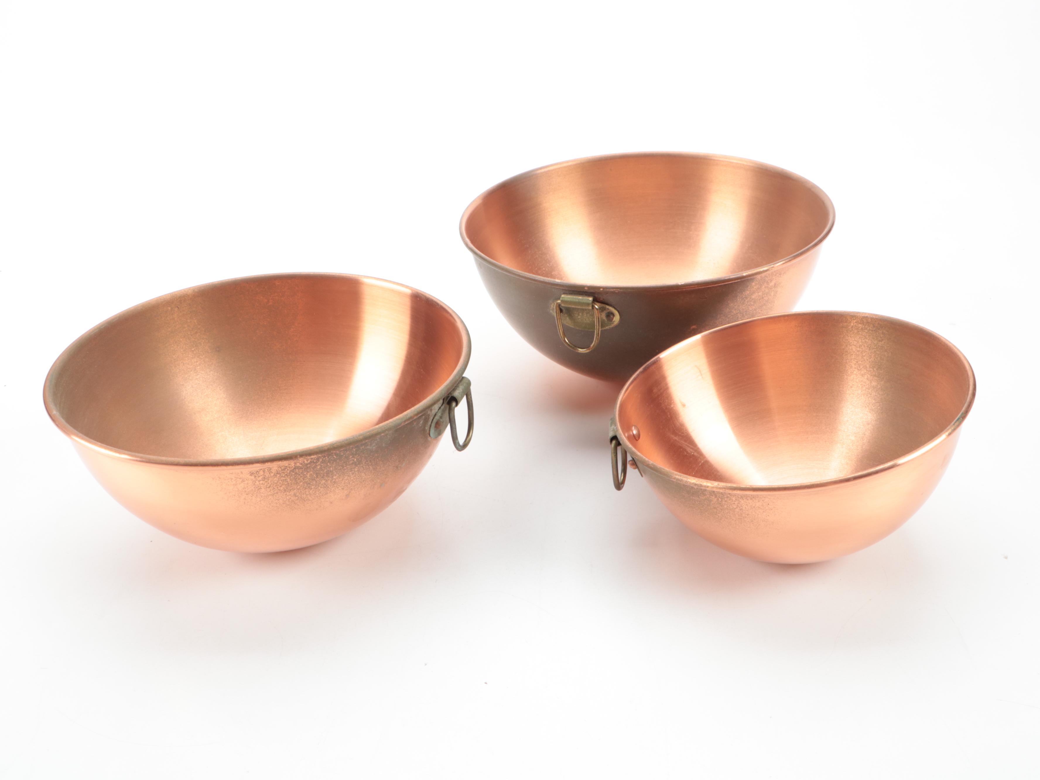 Italian Copper-Clad Sauce Pans with Other Batter Bowls and Bundt Pan