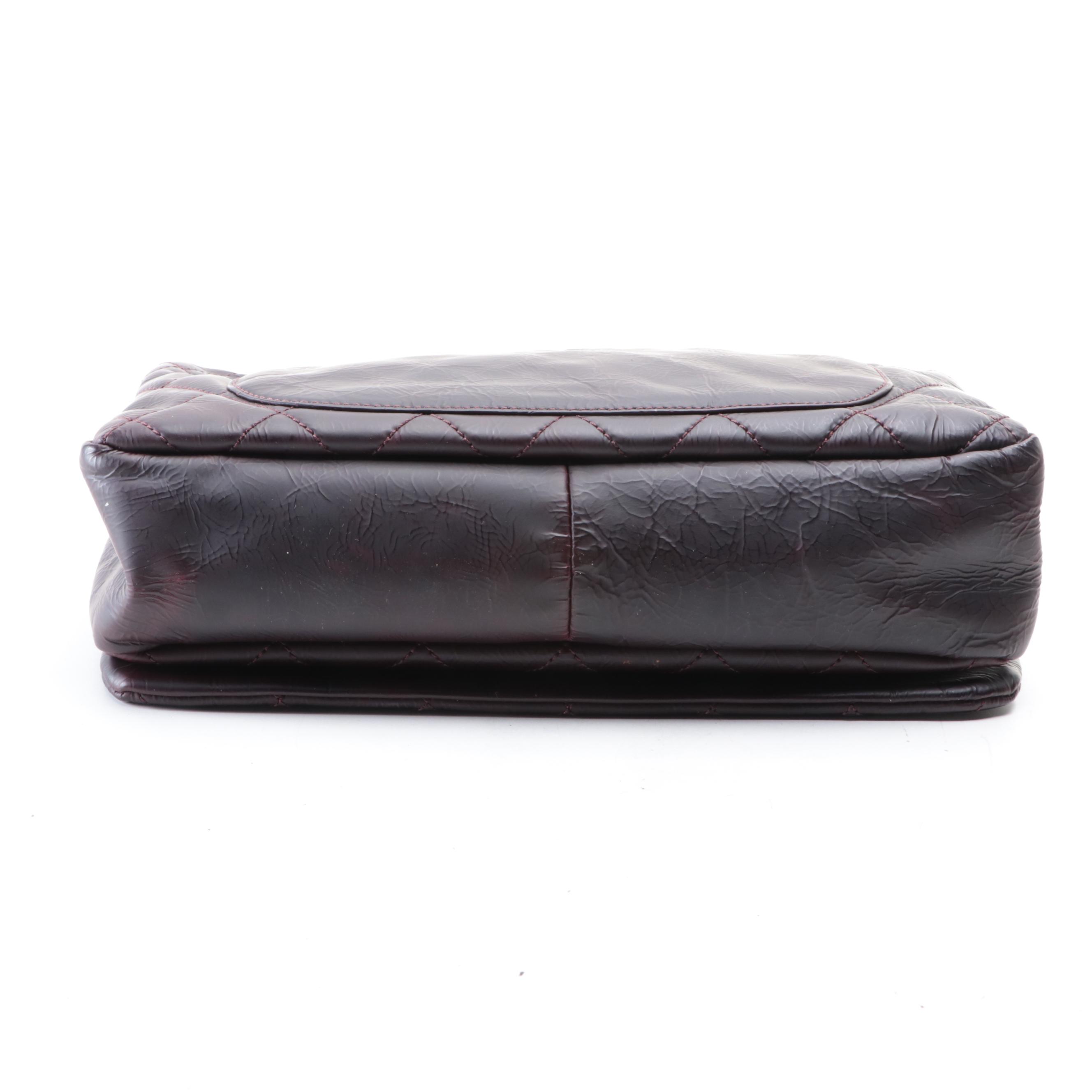 Chanel CC Flap Front Shoulder Bag in Quilted Matte Crinkle Leather