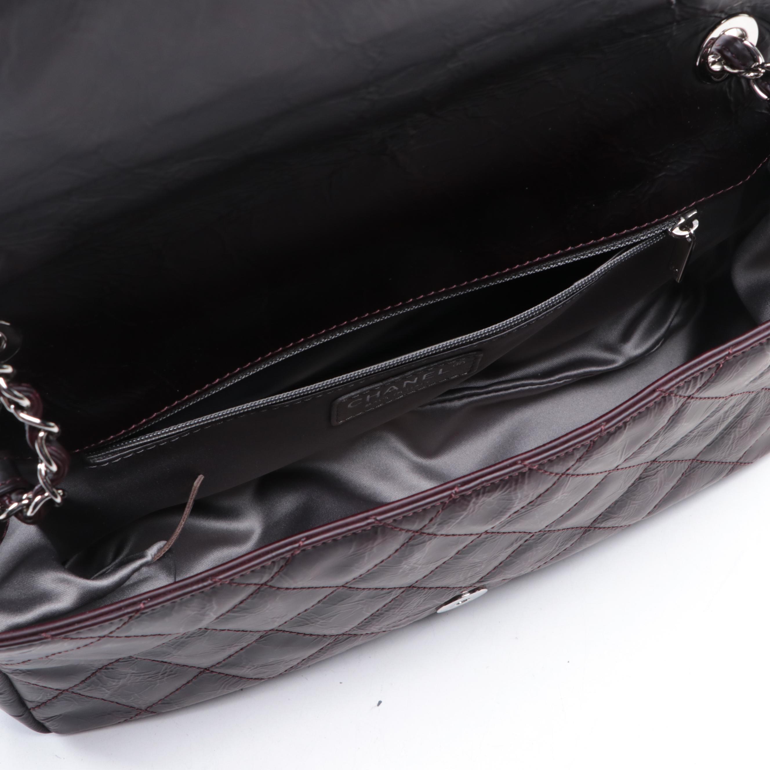 Chanel CC Flap Front Shoulder Bag in Quilted Matte Crinkle Leather