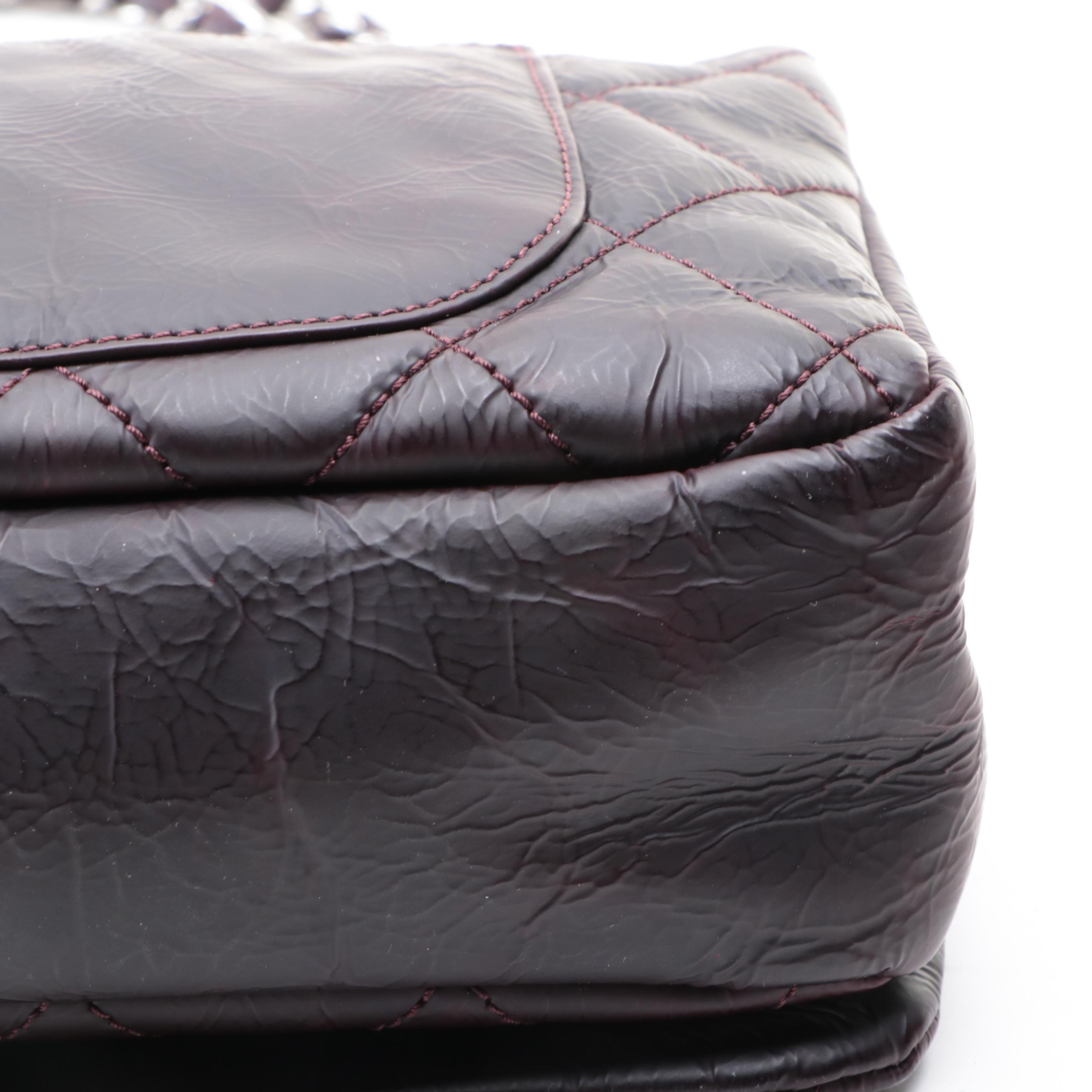 Chanel CC Flap Front Shoulder Bag in Quilted Matte Crinkle Leather