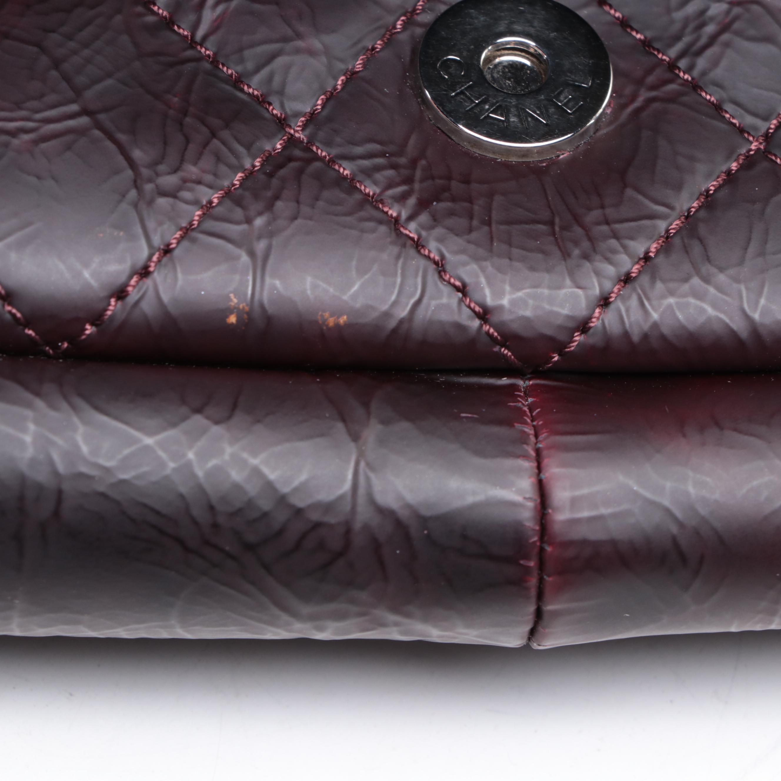 Chanel CC Flap Front Shoulder Bag in Quilted Matte Crinkle Leather